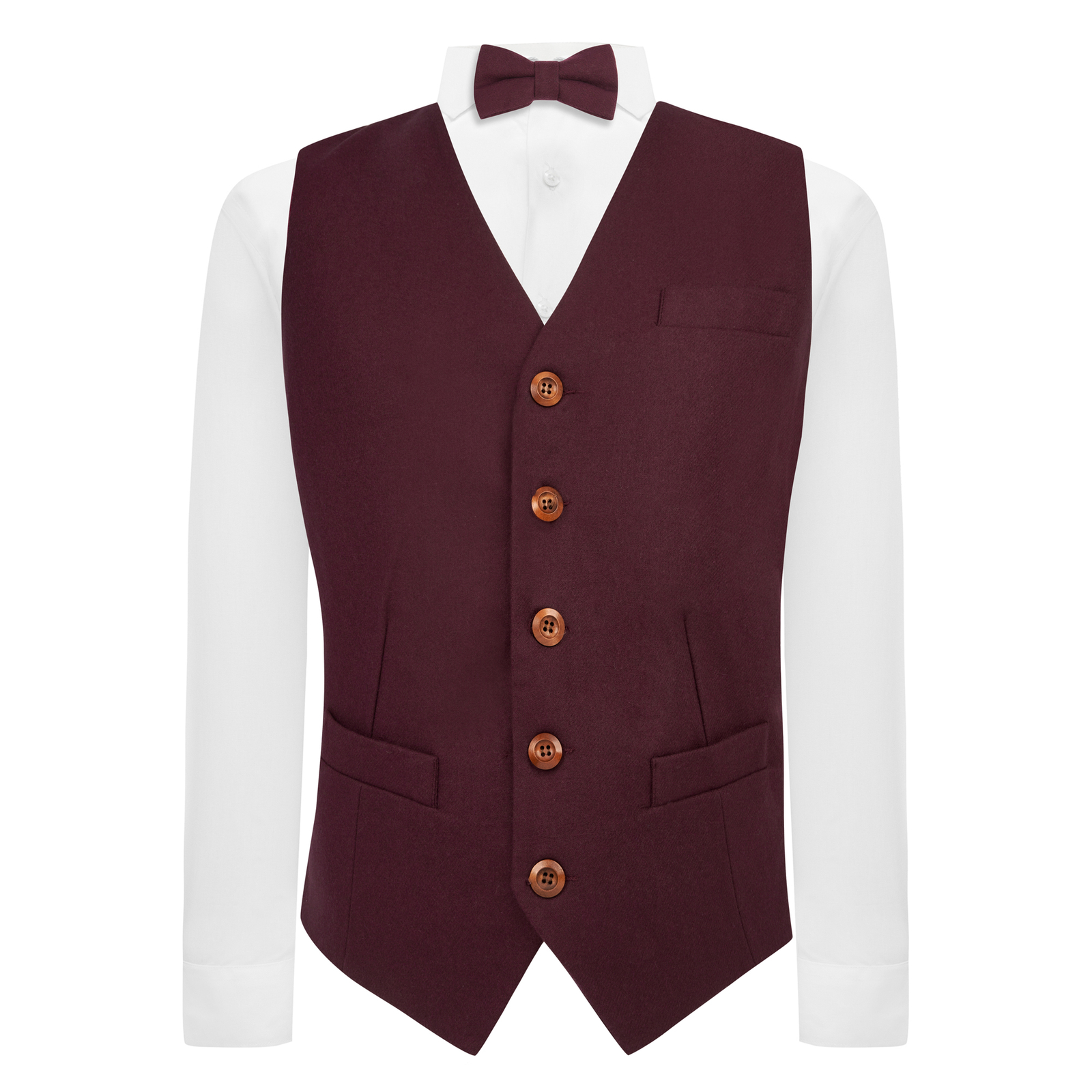 Luxury Burgundy Wool Waistcoat, Tweed