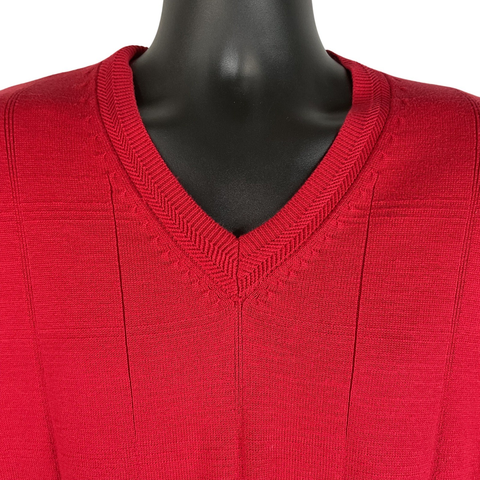 Cotton Traders Men’s Red V Neck Sleeveless Sweater Vest XL 100% Cotton Golf