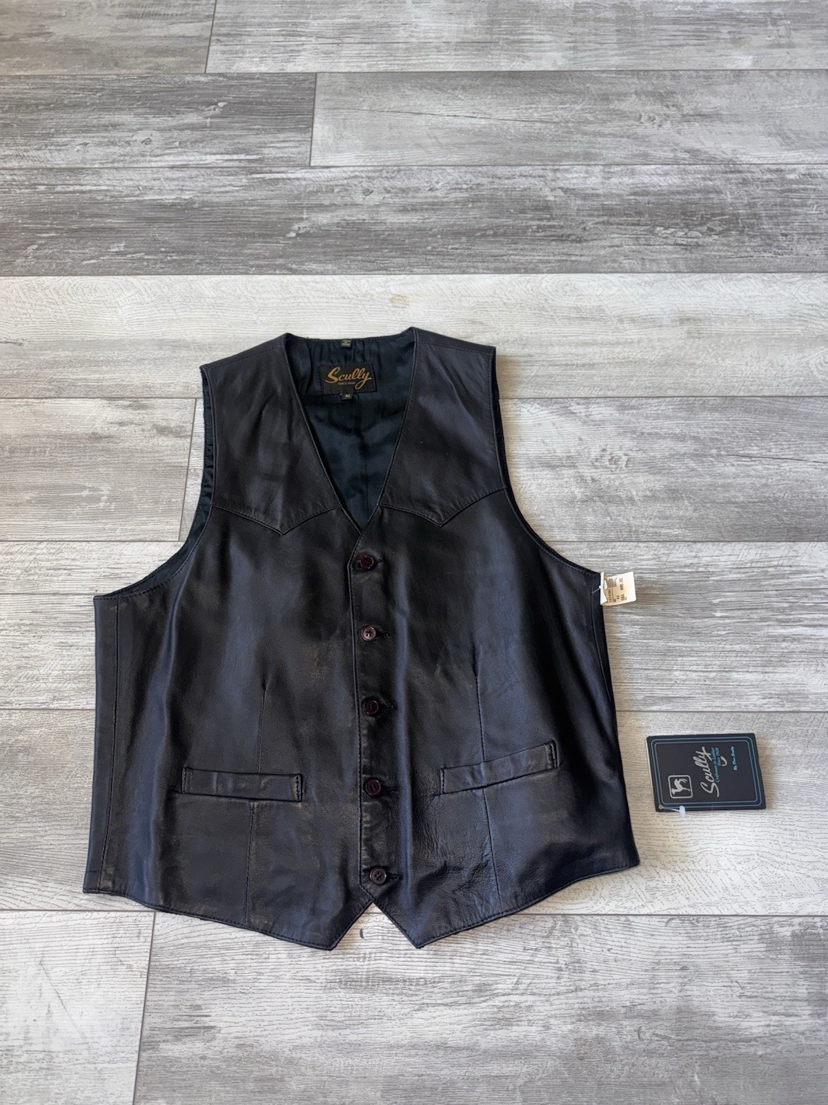 Scully authentic black Leather western suit waistcoat vest 42 nwt new