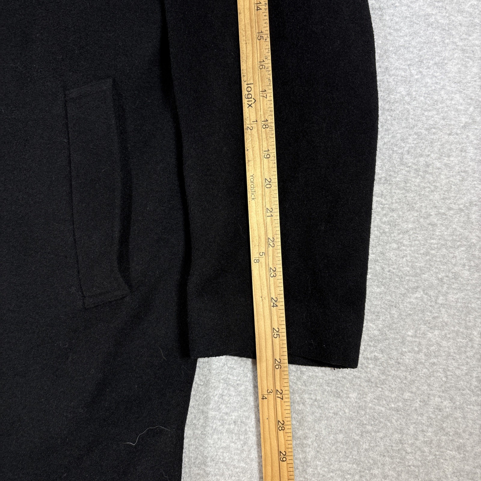 Lauren Ralph Lauren Men’s 44R Black Four Button Trench Coat Overcoat Wool Blend