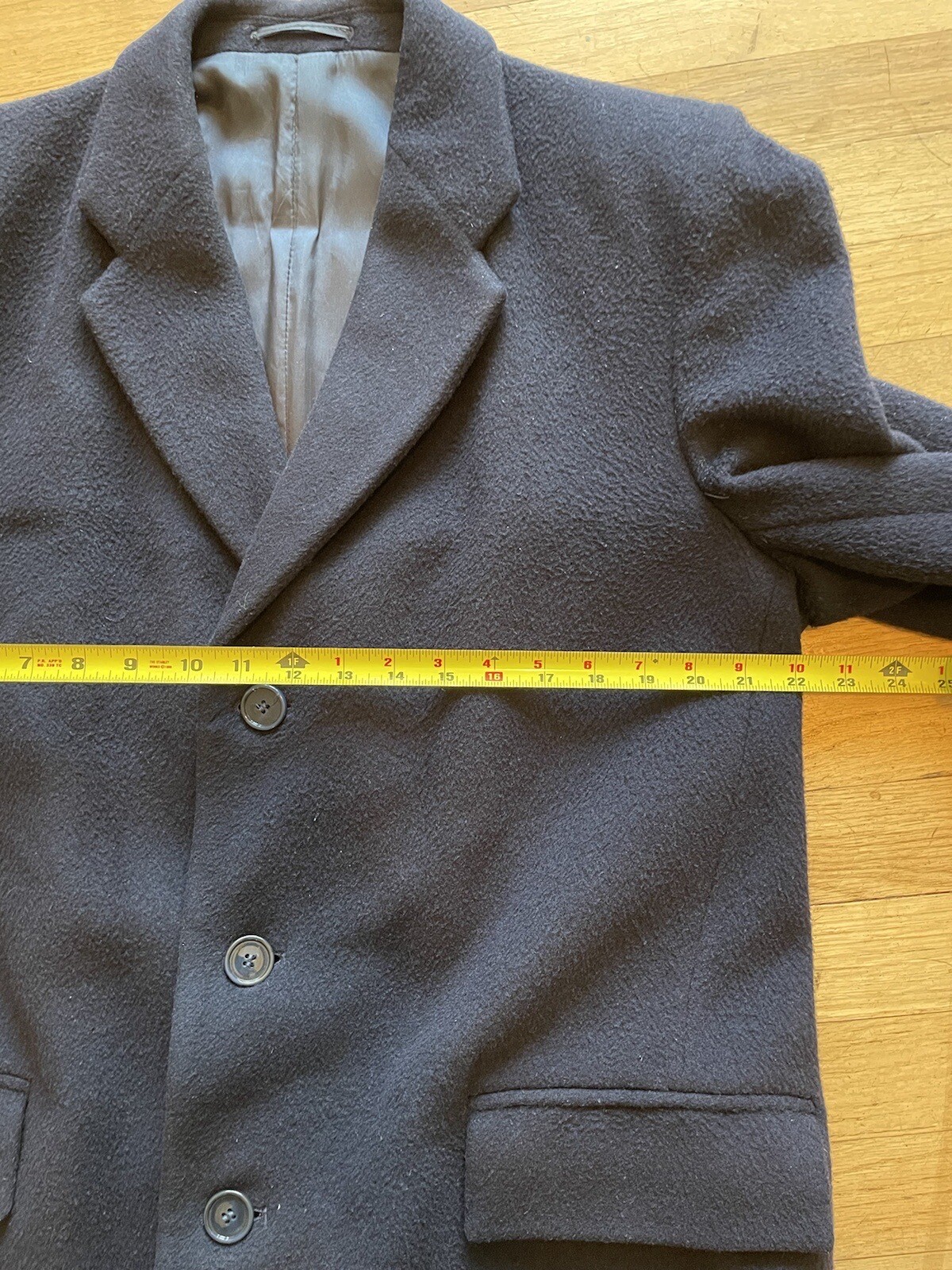 Men’s CASHMERE Overcoat Size 42 Coat Long Winter Navy Blue Soft Quiet Luxury