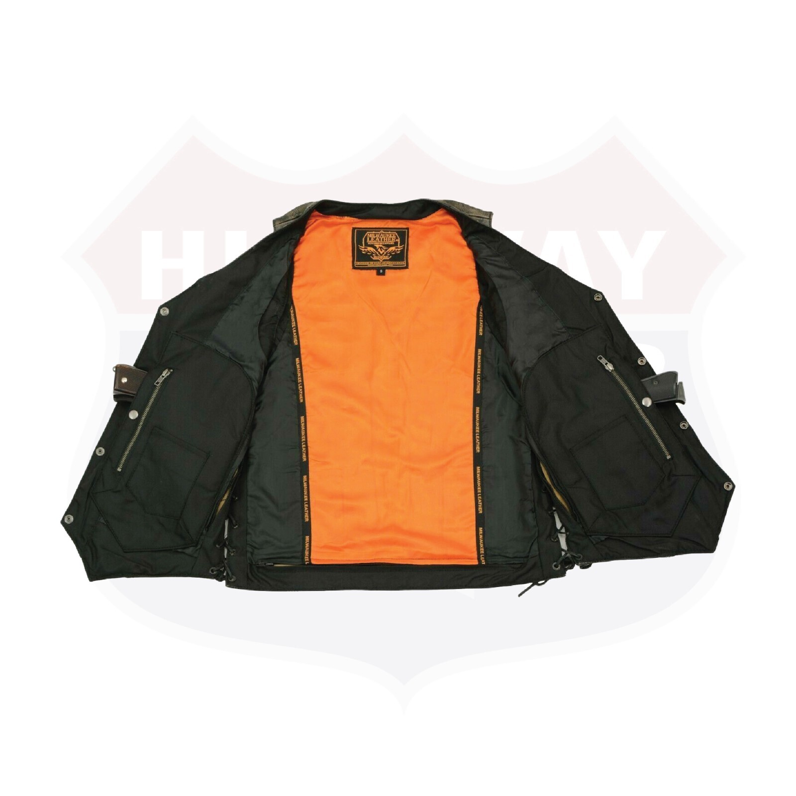 Men’s Motorcycle Distressed Brown Leather Riding Vest W/ Inside Gun MLM3540BEIGE