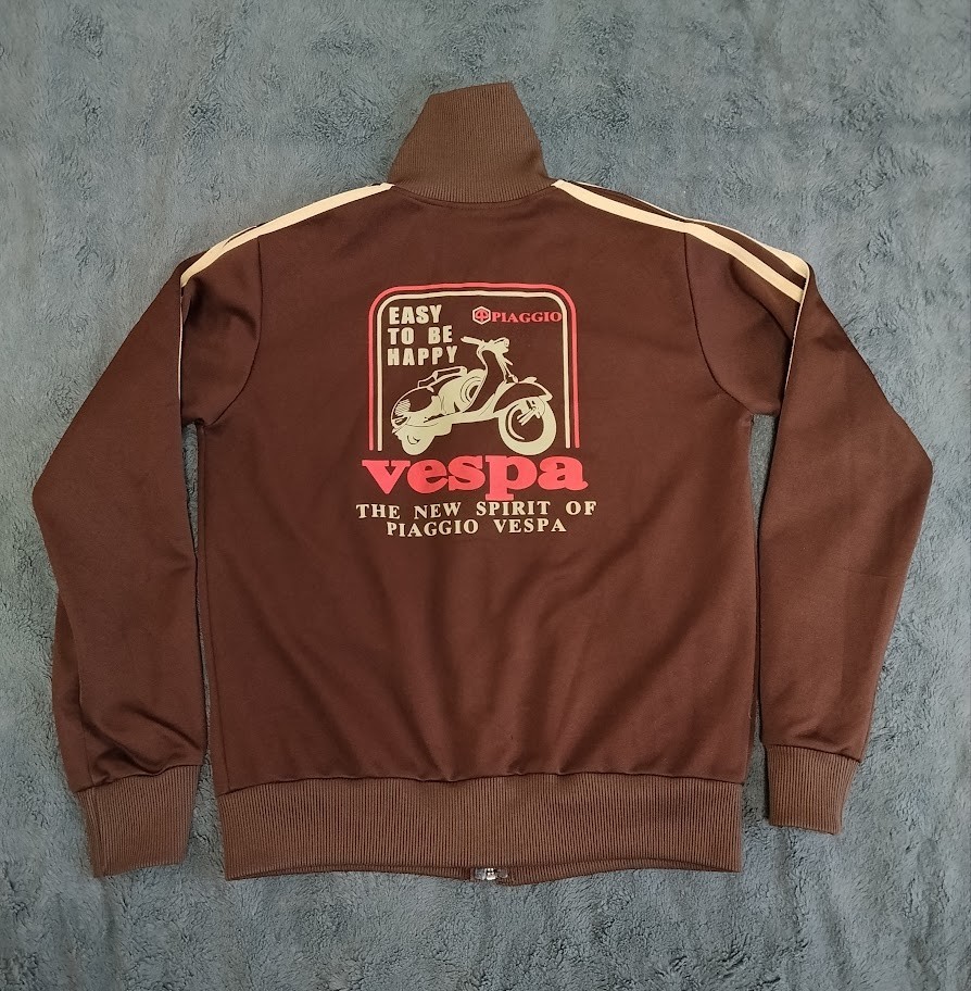 Vespa Piaggio Scooter Hoodie Hooded Sweat Jacket With Zip Brown Size M