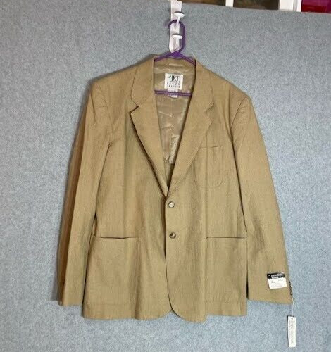 James River Traders Blazer Men’s Large Two Button Jacket Tan Linen Blend