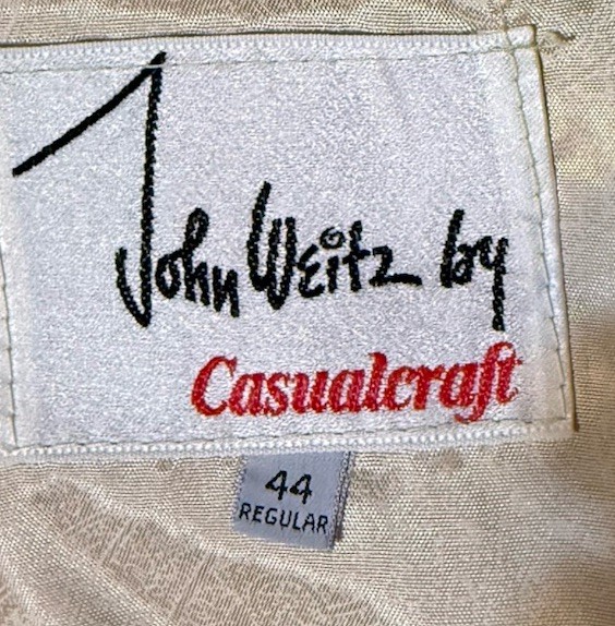 Vintage John Weitz Jacket Mens 44 Tan Beige Zip Windbreaker with Belt 70s