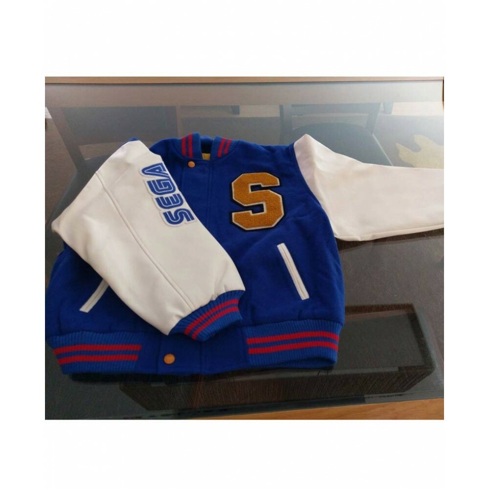 Sonic The Hedgehog Letterman Varsity Bomber Jacket Leather Sleeves