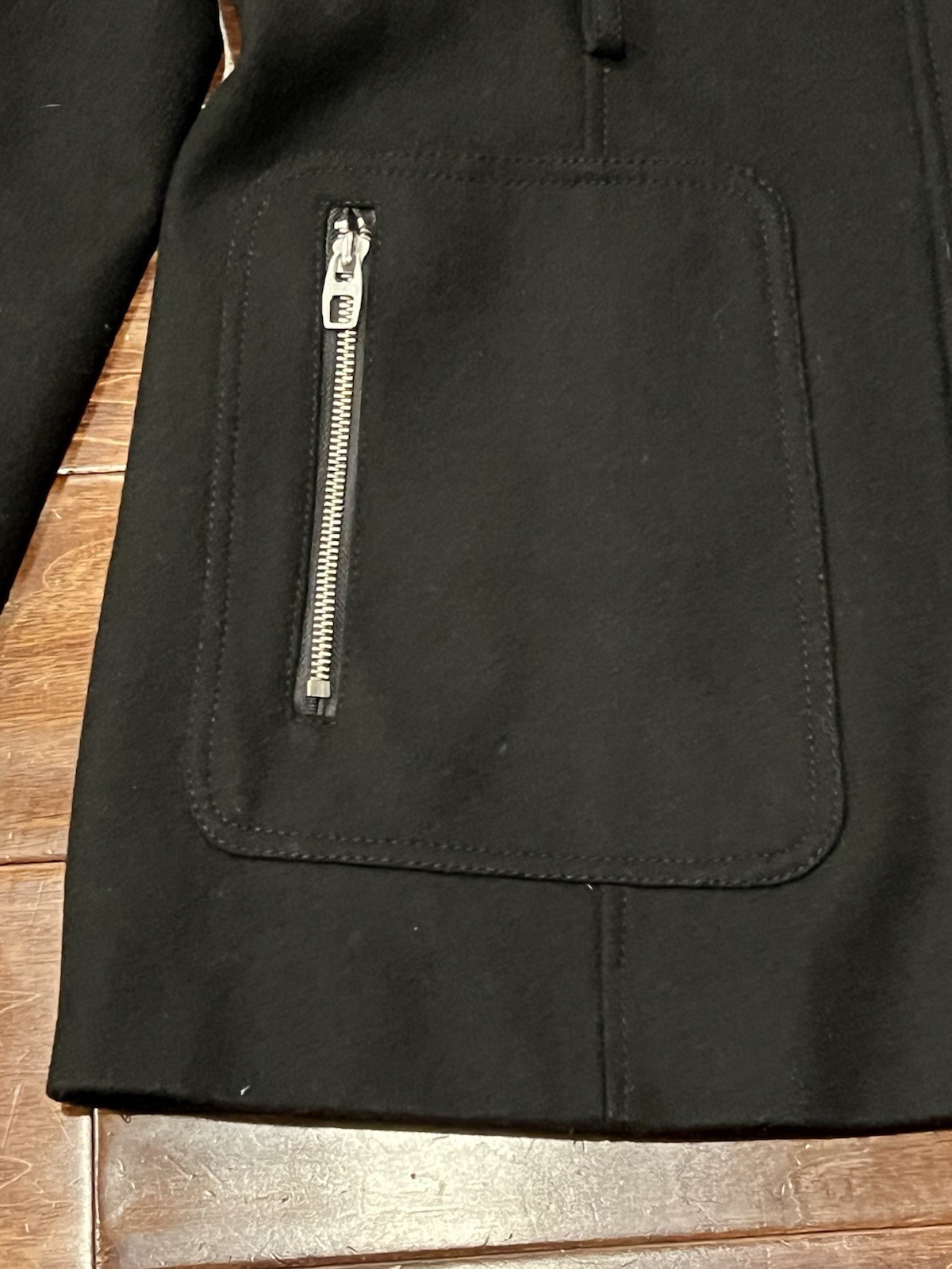 Apt. 9 Black Button Zip Pocket Mens Large Heavy Wool Blend Jacket Coat