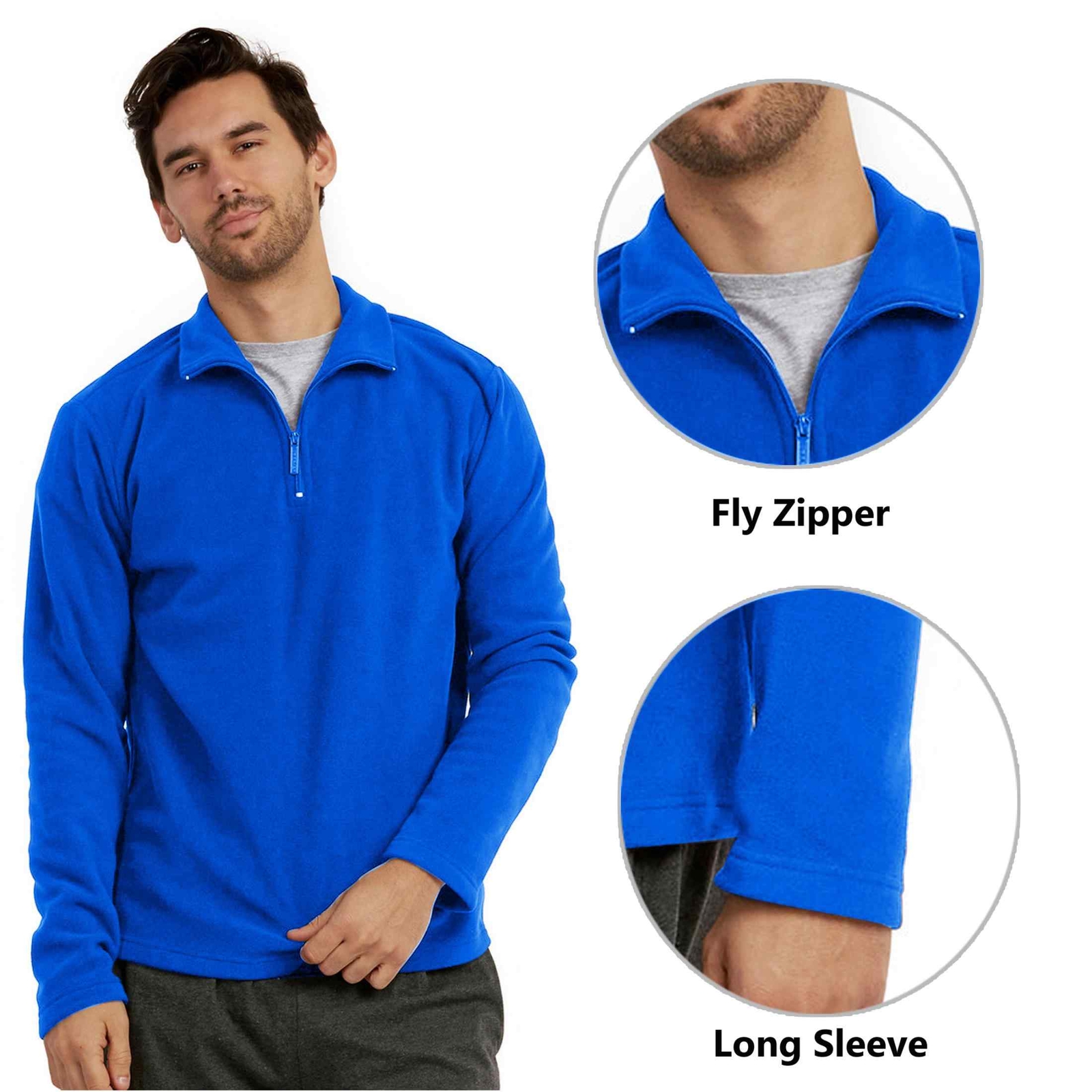 COUVER Men’s Quarter Zip Polar Fleece Pullover Sweatshirt, 1 Piece