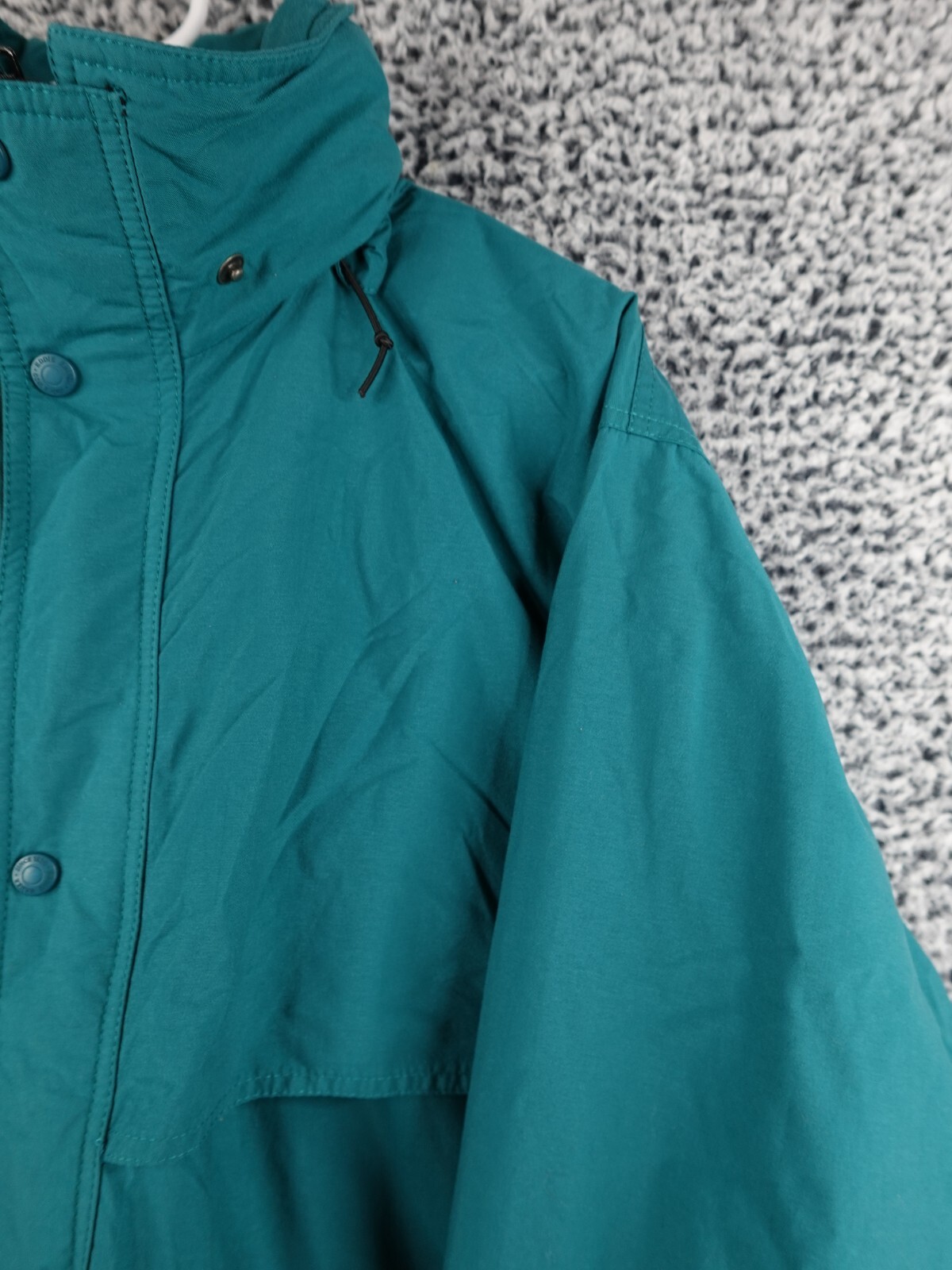 Eddie Bauer Anorak Mens Coat Size Medium Solid Green 100% Nylon Pockets Lined