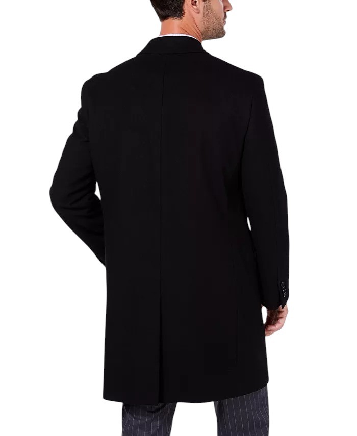 Nautica Men’s Classic-Fit Batten Overcoat Coat 36R Black Wool