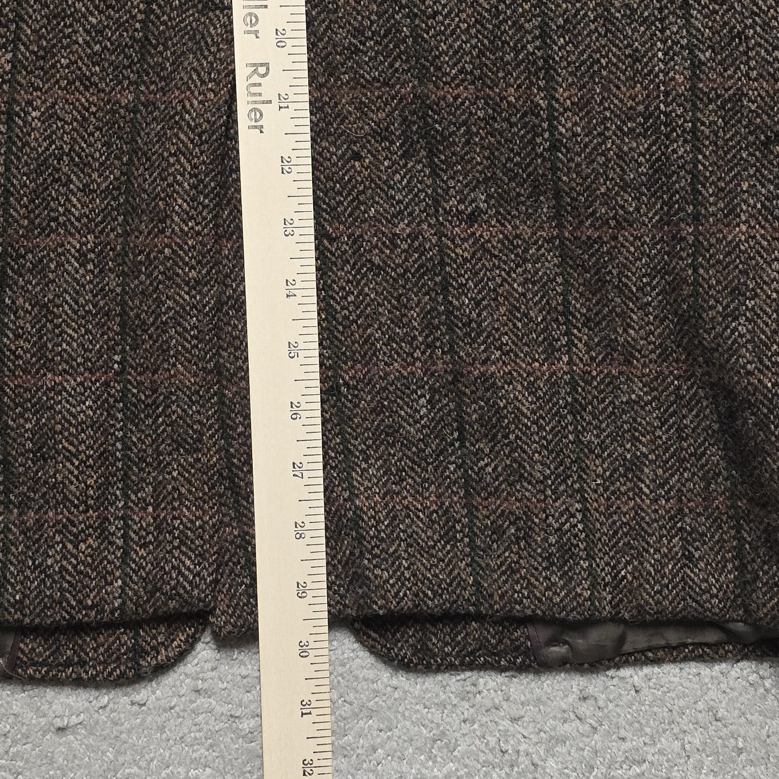 VTG Harris Tweed Blazer Mens 42R Scottish Wool Handwoven Brown Herringbone Check