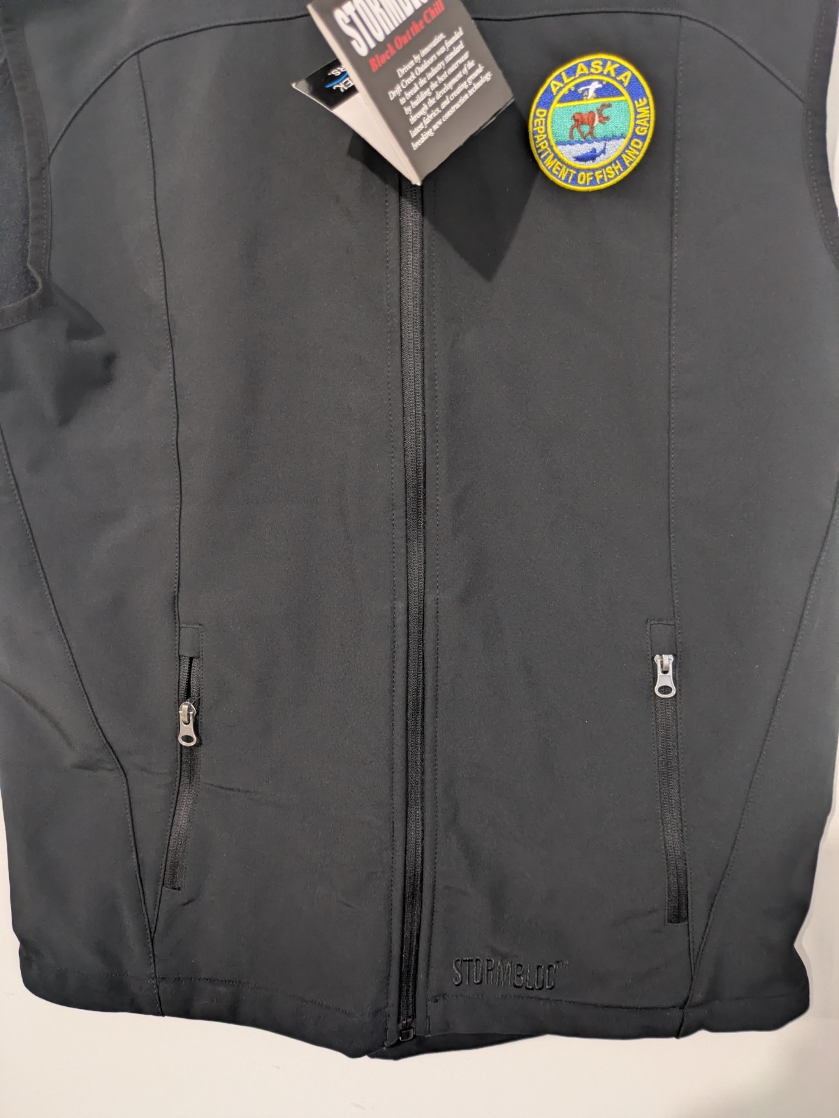 Drift Creek Outdoors Men’s Black Full Zip Vest Size M Alaska Patch