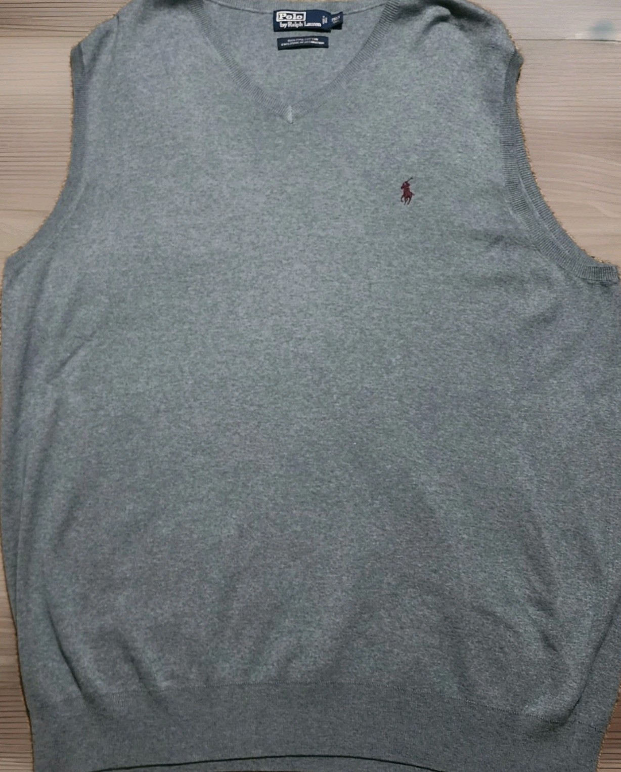 VTG Polo Ralph Lauren Pima Cotton V-Neck Sweater Vest 2XLT Light Blue Pony