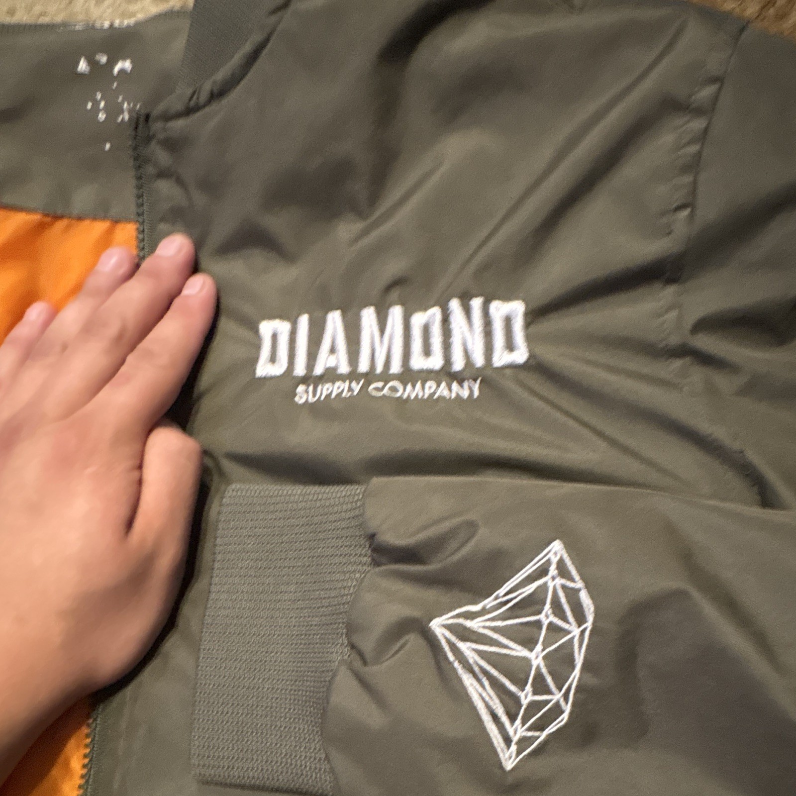 Diamond Supply Co. Green Bomber Jacket Full Zip Embroidered Logo Men’s L