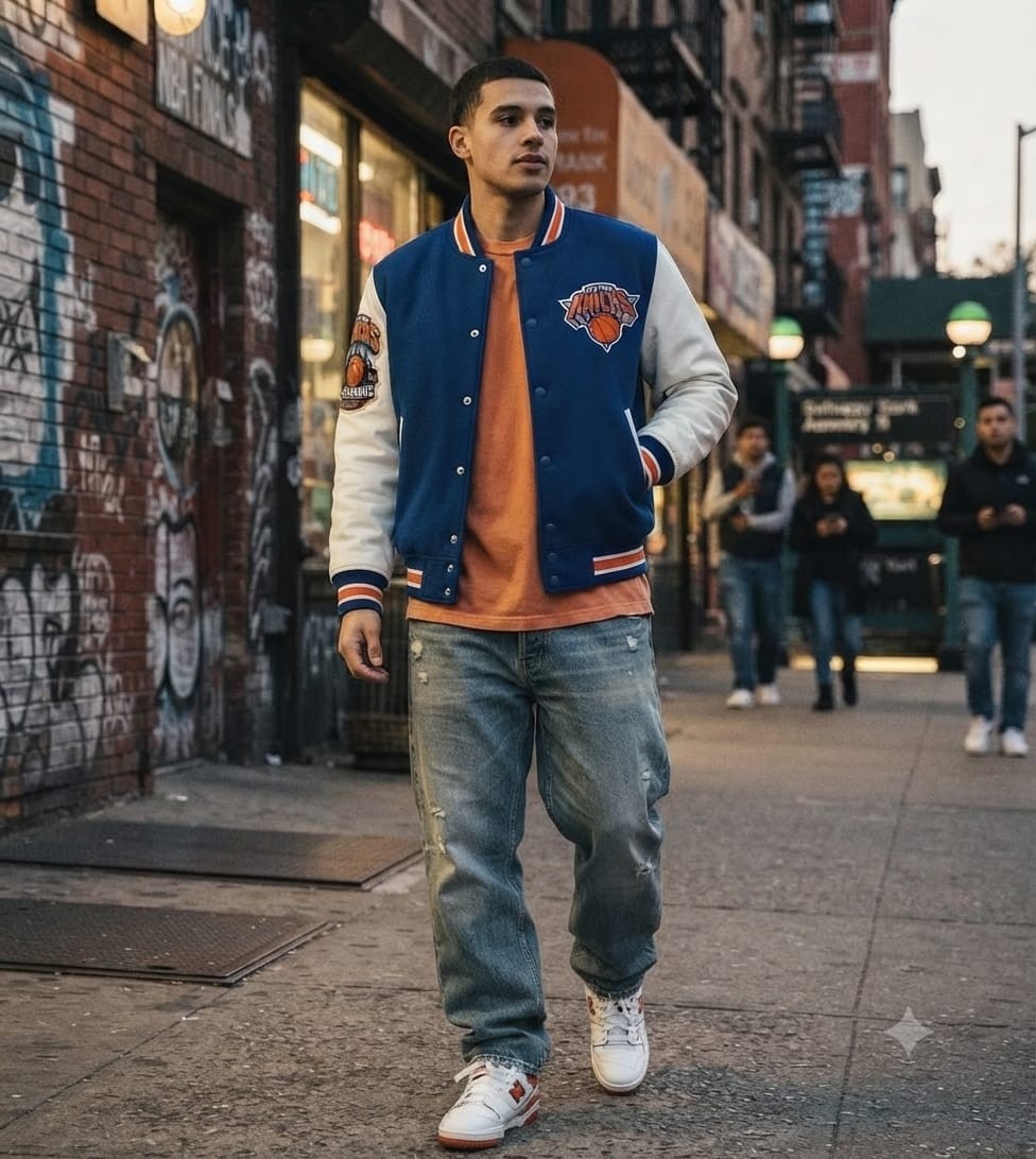 NY Knicks 2026 Finals Champions Unisex Blue Wool Genuine Leather Varsity Jacket