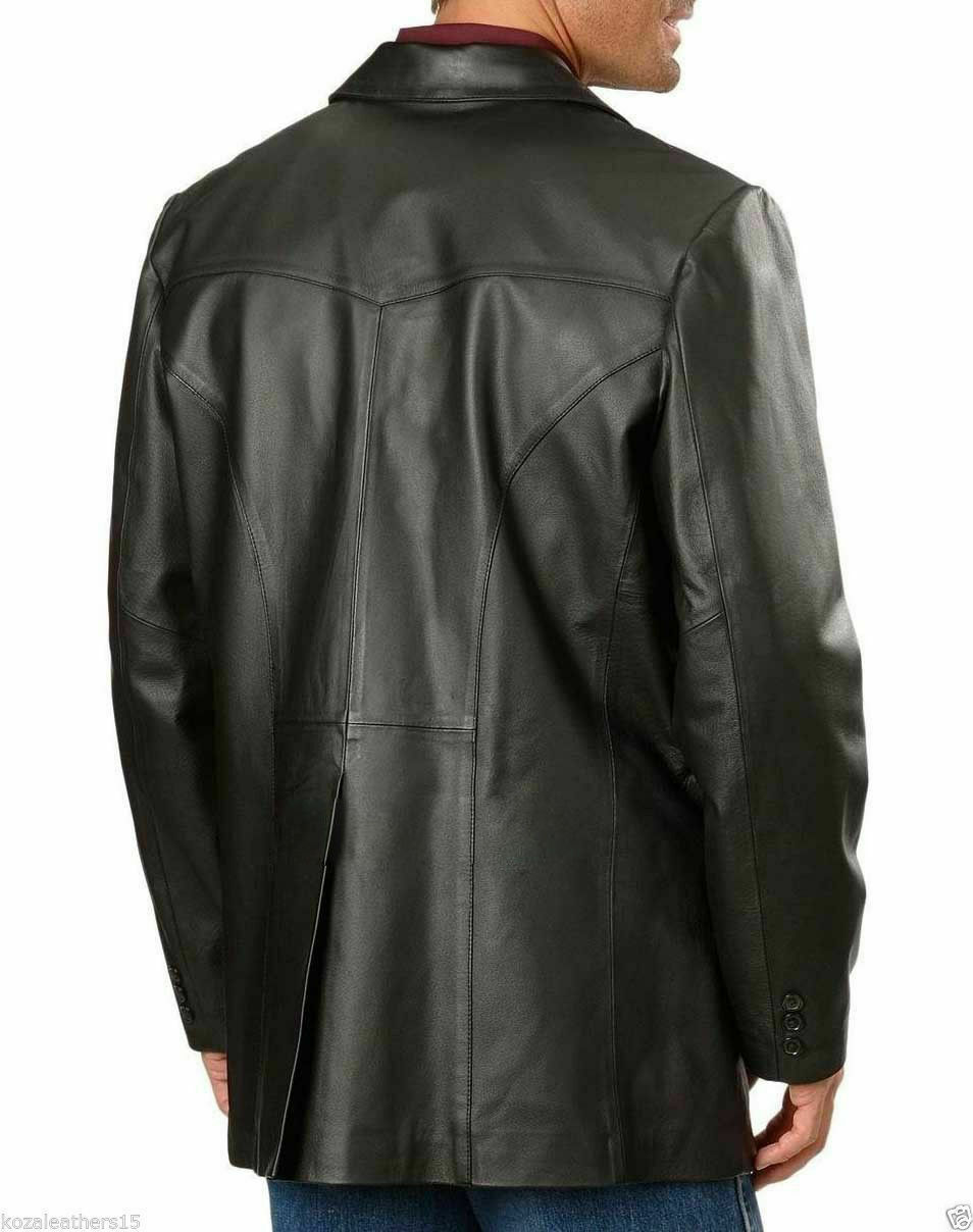 Brand New Men’s Genuine soft Lambskin Leather Blazer Jacket TWO BUTTON Coat