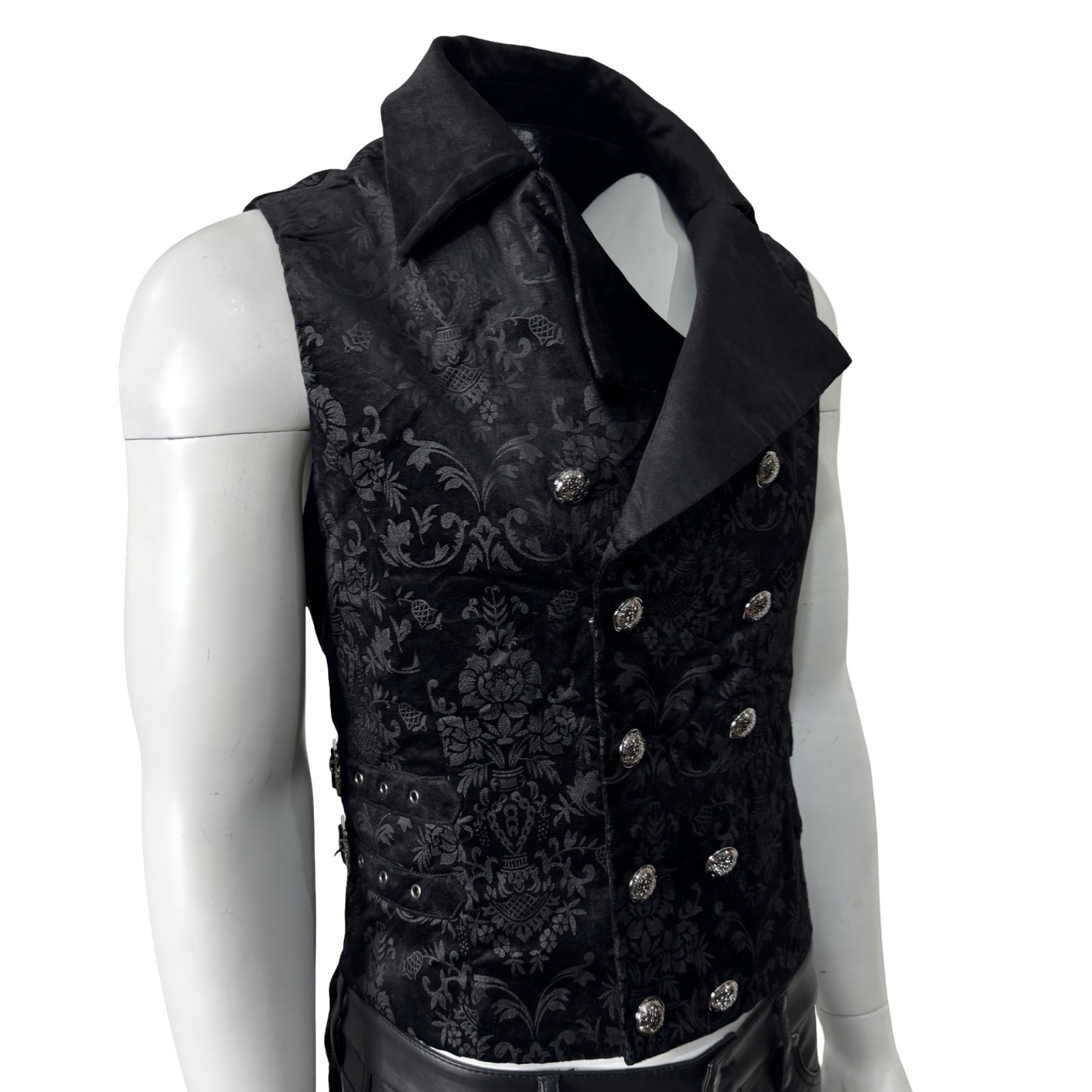 PUNKRAVE BLACK GOTH DARK PRINTING TAILCOAT VAMPIRE VINTAGE WAISTCOAT VEST Y-596