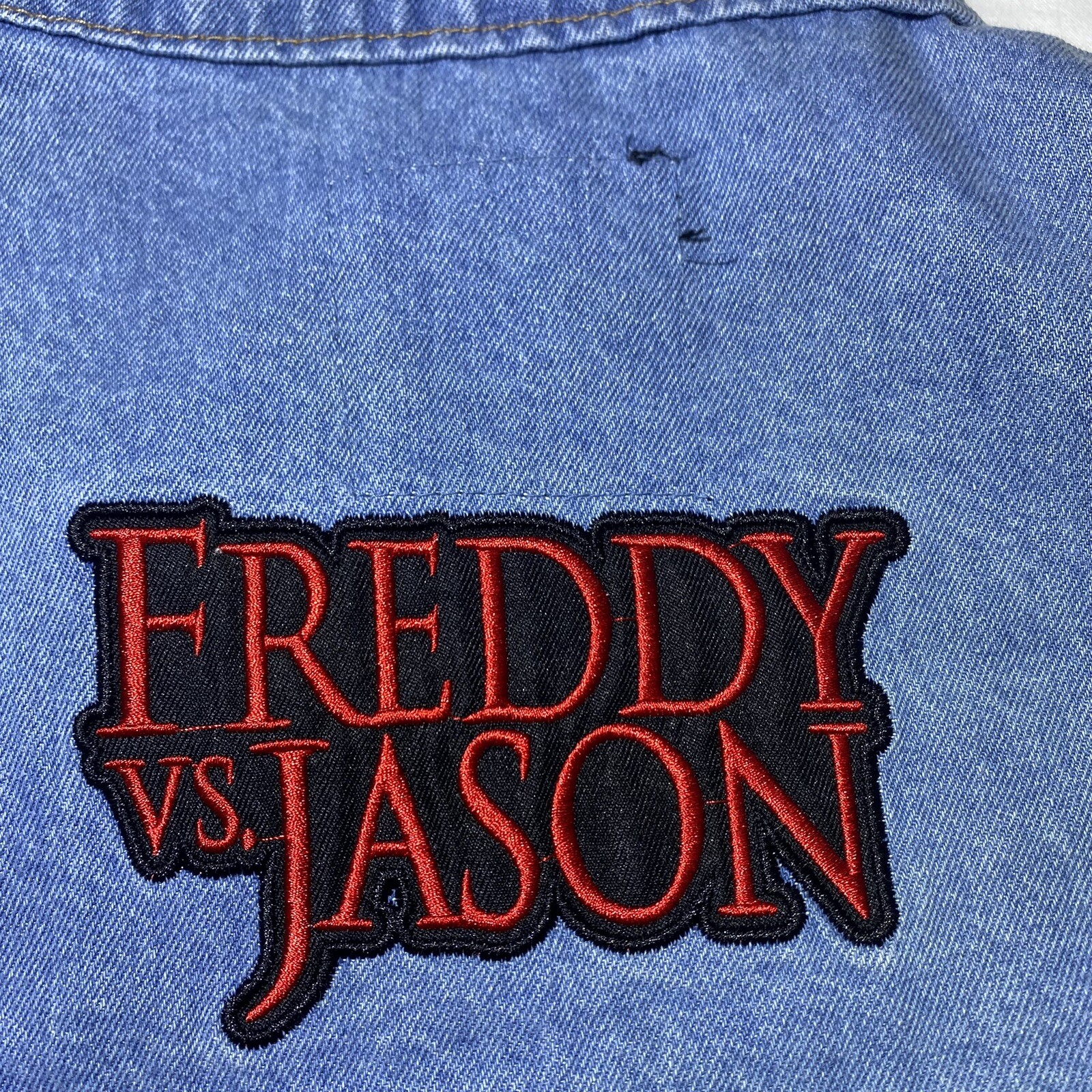 Freddy VS Jason Unisex Adults Blue Denim Jean Jacket Horror Size Medium