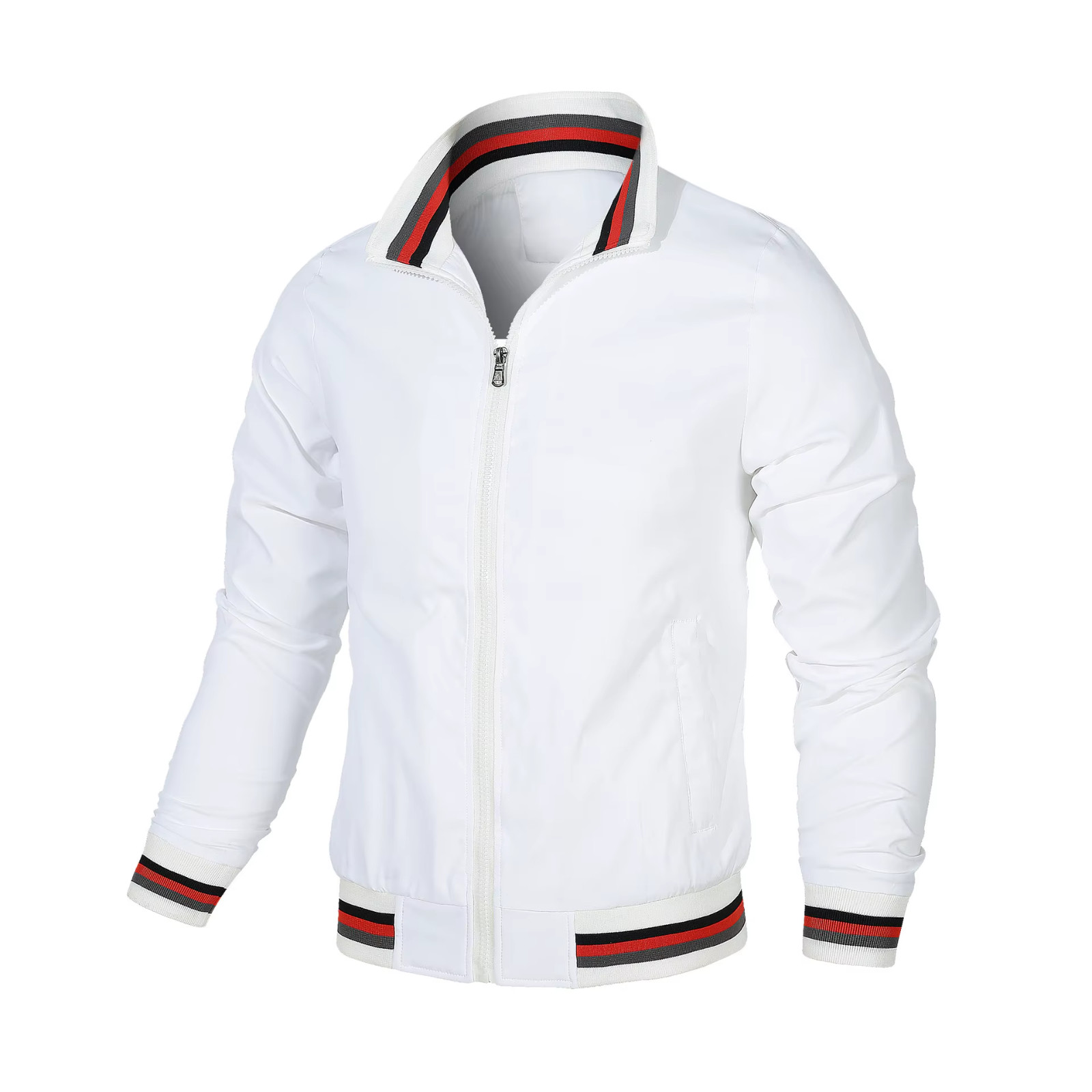 Men’s Stand Collar Casual Zipper Sports Baseball Bomber Jacket Outdoor Coat