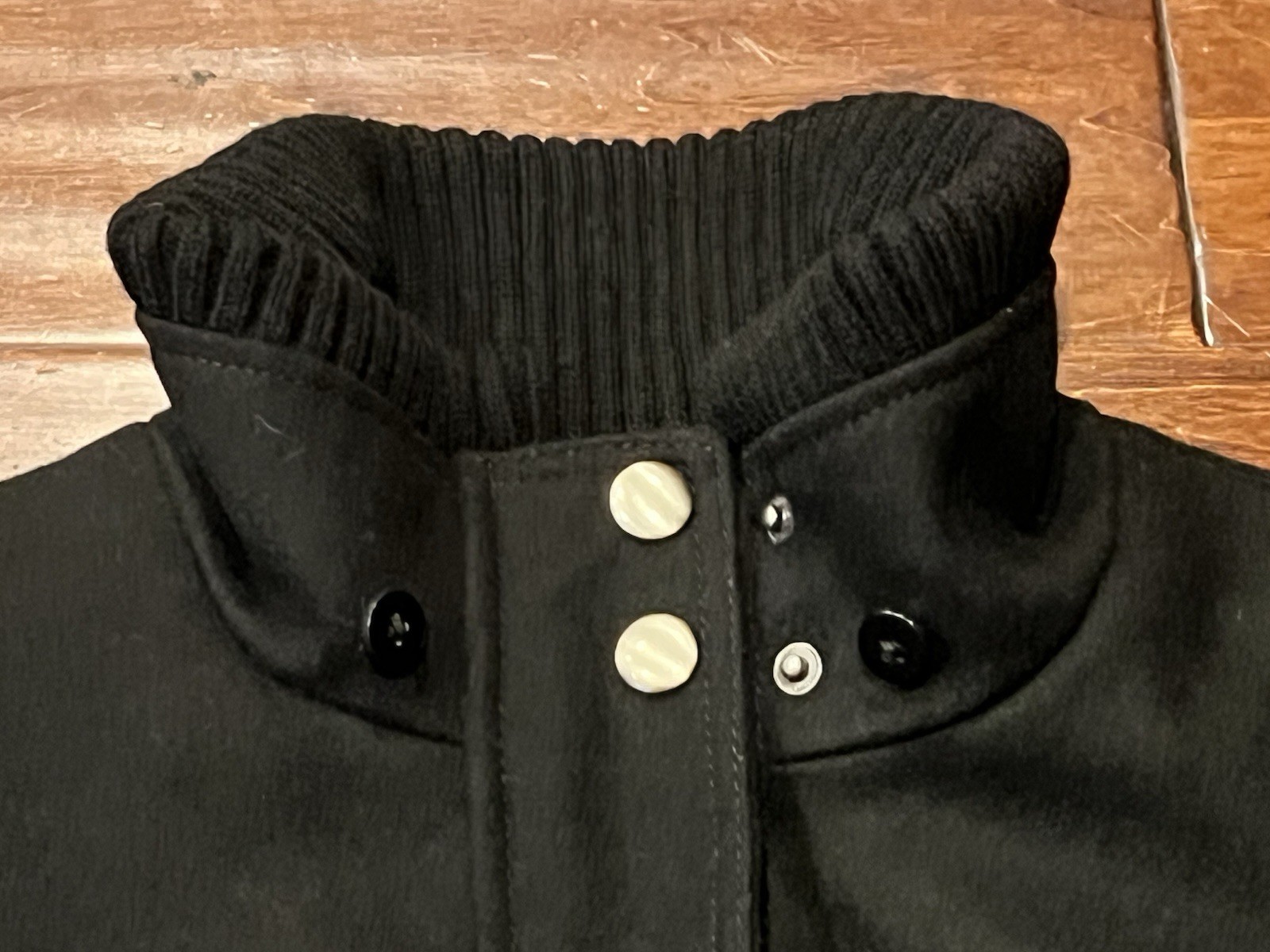 Apt. 9 Black Button Zip Pocket Mens Large Heavy Wool Blend Jacket Coat