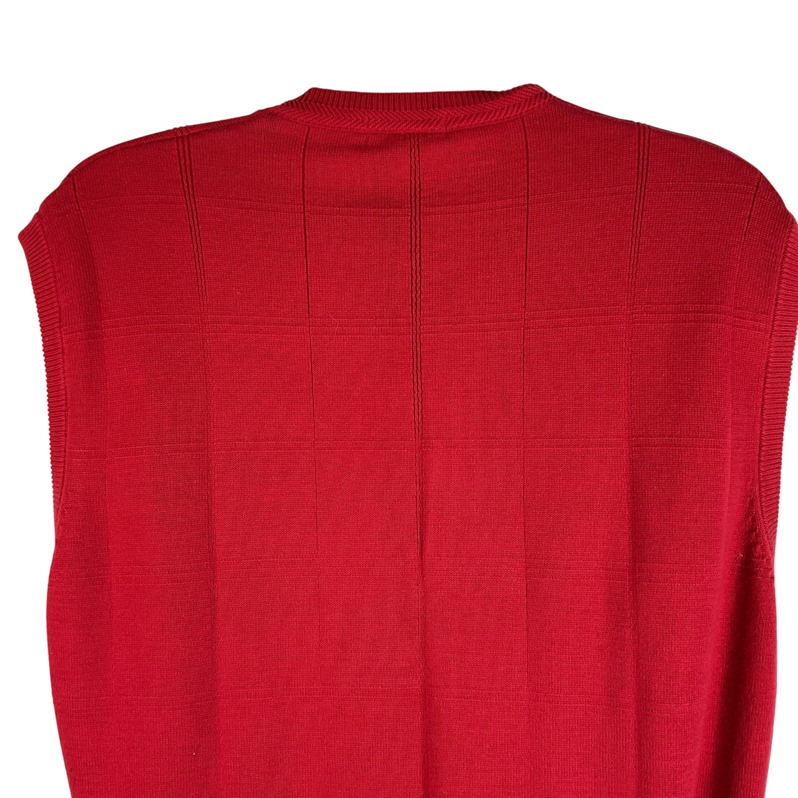 Cotton Traders Men’s Red V Neck Sleeveless Sweater Vest XL 100% Cotton Golf