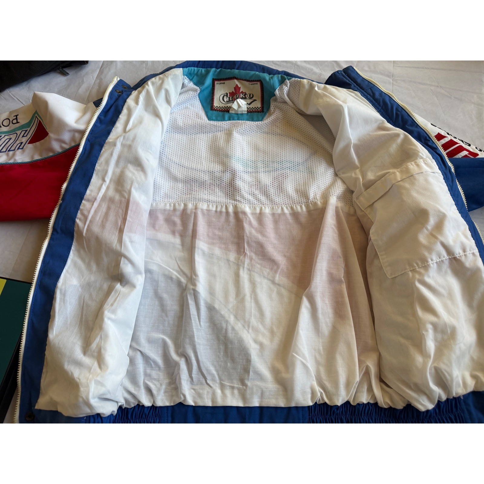 Choko Pro Sports Snap-on Racing Jacket Mens Blue Red White Hustler Powerboats XL