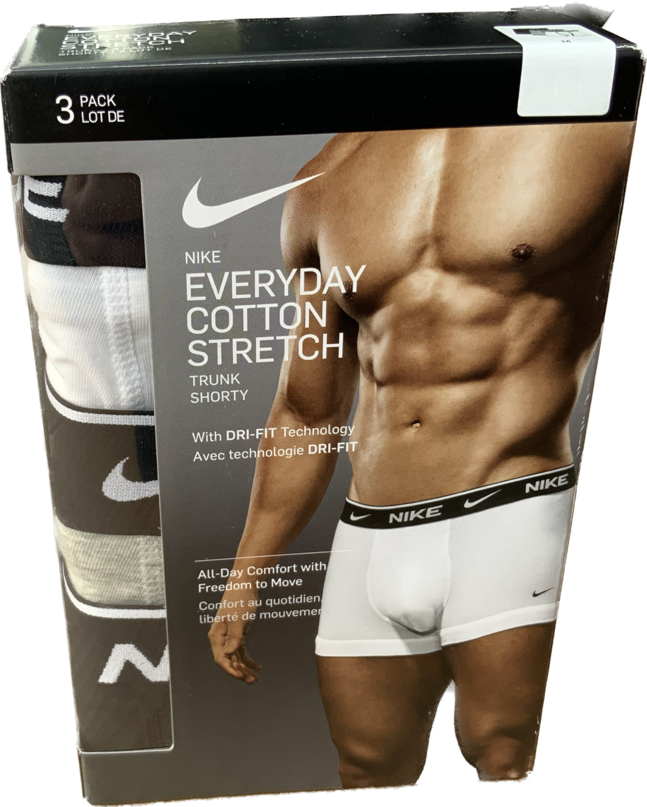 Nike Everyday Mens Cotton Stretch 3 Pack Trunk Boxer Briefs Shorts Underwear New