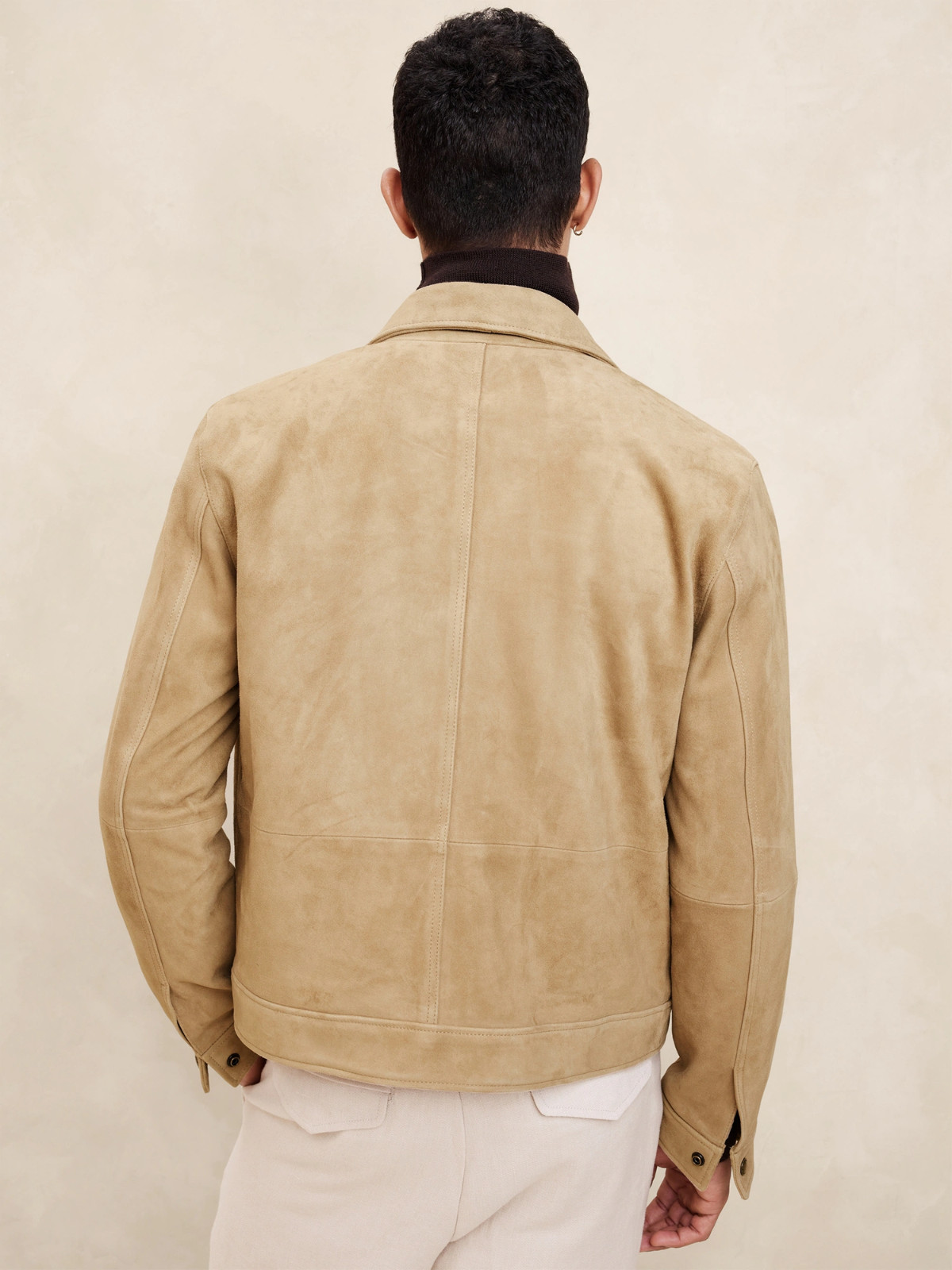 Leather Trucker Jacket for Men Beige Pure Sued All Size S M L XL XXL 3XL 4XL 5XL