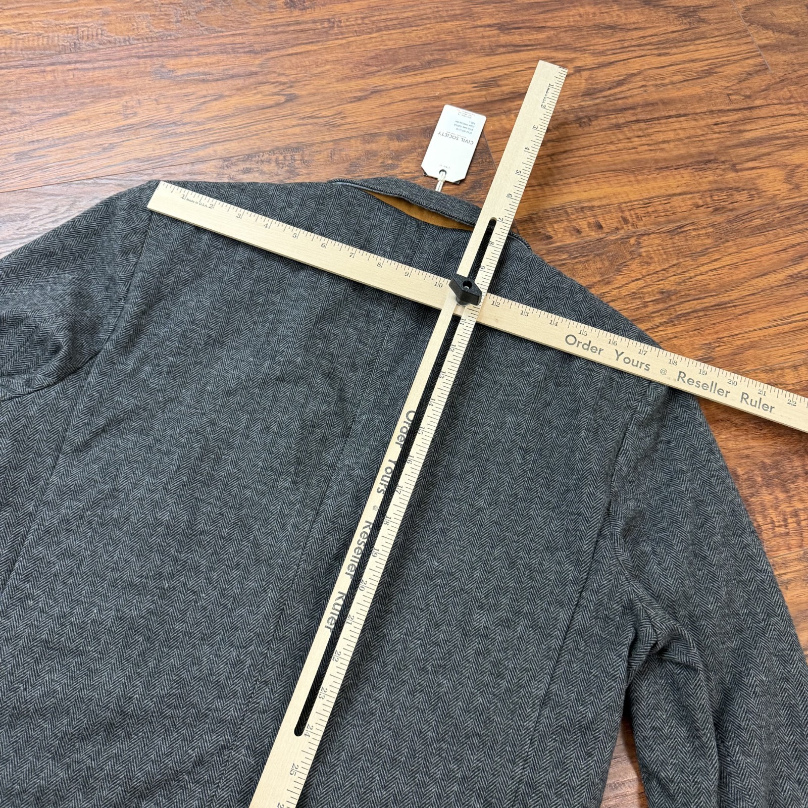 Civil Society Blazer Mens L Gray Herringbone Knit Two Button Gustave Stretch