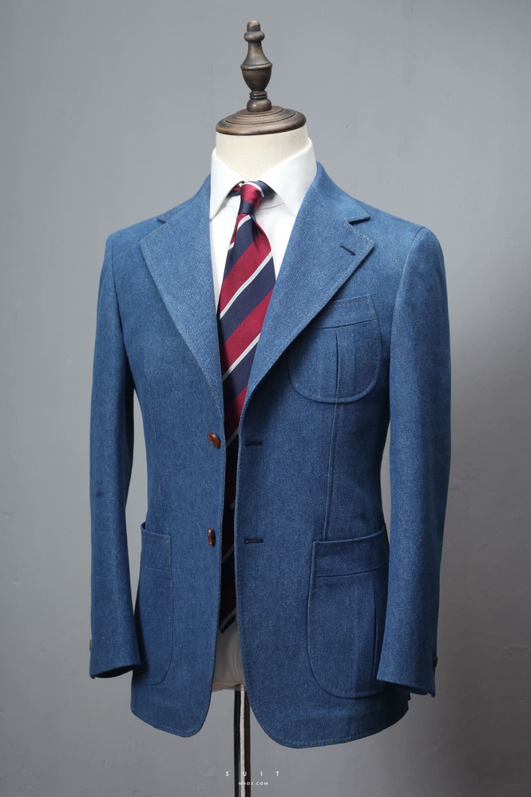 Denim Men Suits Single Breasted Jacket Notch Lapel Blazer Business Casual Wear