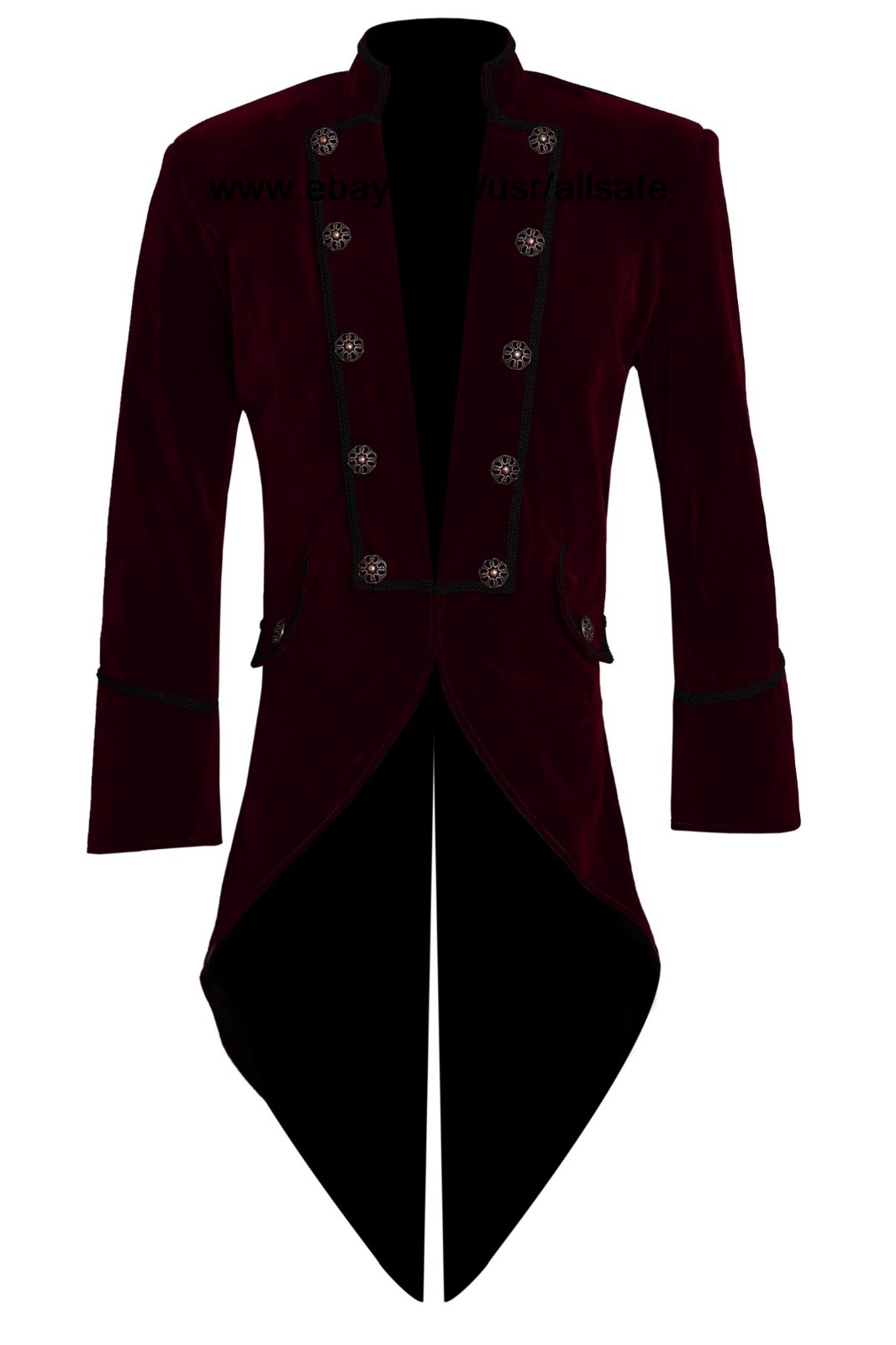 Men’s Steampunk Tailcoat Jacket Black Gothic Victorian Coat VTG