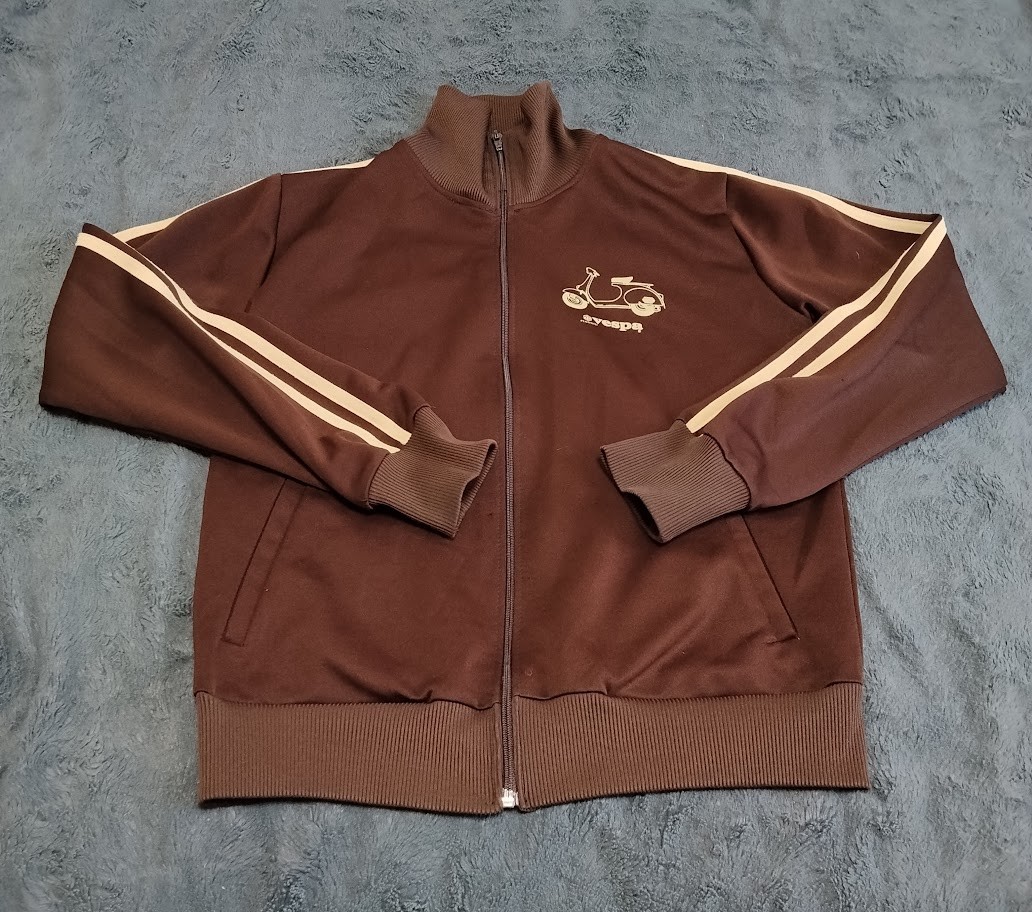 Vespa Piaggio Scooter Hoodie Hooded Sweat Jacket With Zip Brown Size M