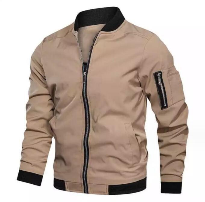 New Spring/ Fall Men’s Zipper Jacket Casual Round Neck Coat Side Pocket Outwear
