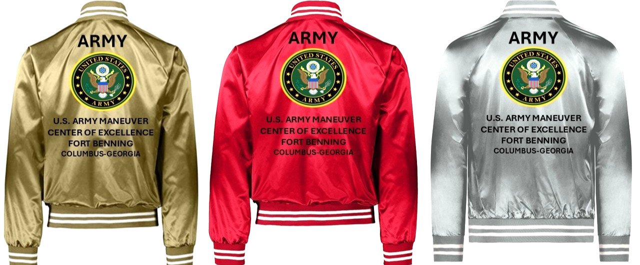 ARMY* US ARMY COMBINED ARMS*FORT LEAVENWORTH *SATIN JACKET*ARMY OFFICIAL LICENSE
