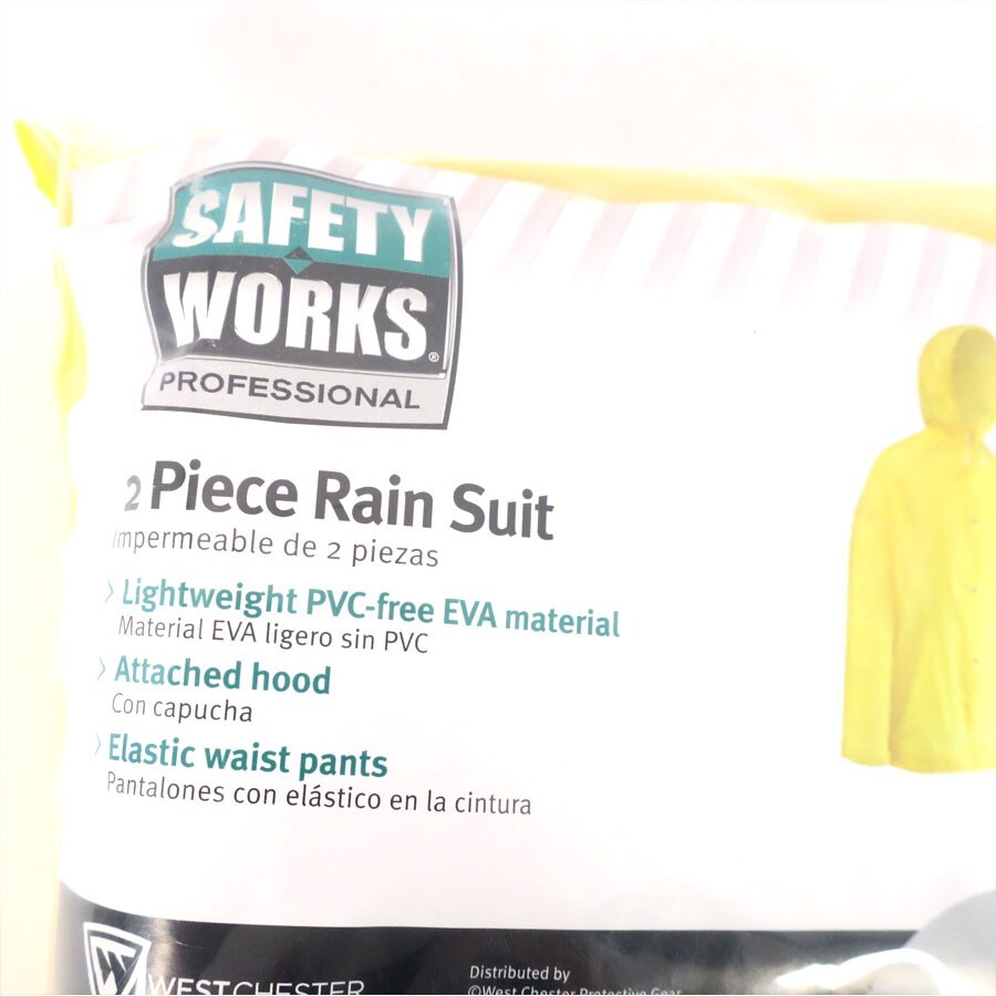 Safety Works 2-Piece Yellow EVA Rain Suit Drawstring Hood Size XL/XG