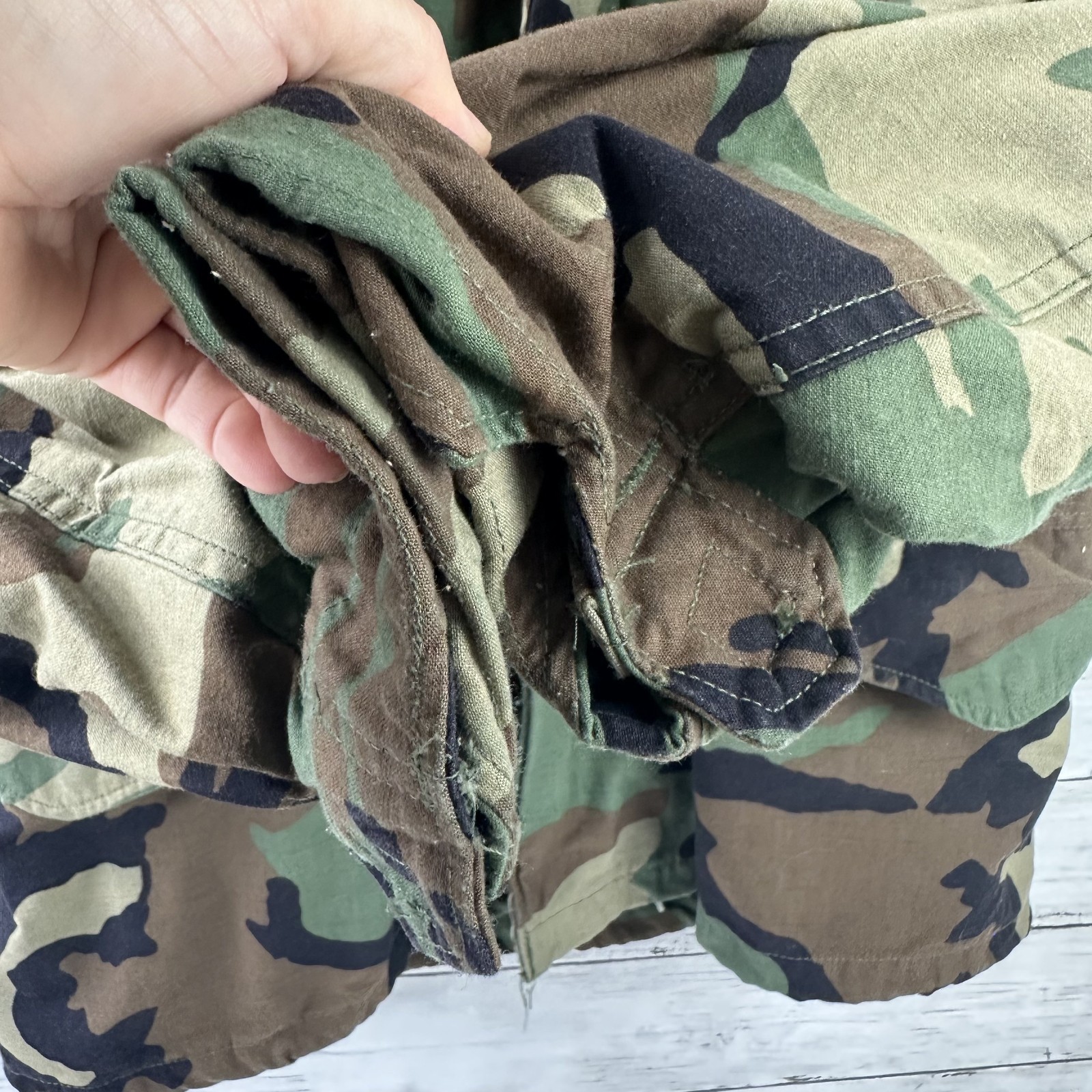 US Military Cold Weather Field Coat Jacket Men Small Short Green Camo Hooded