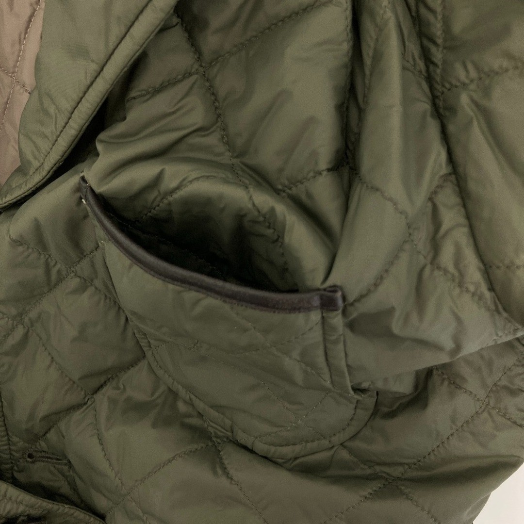 DUNHILL Quilted Tailored Jacket Khaki Leather Trim Size 46
