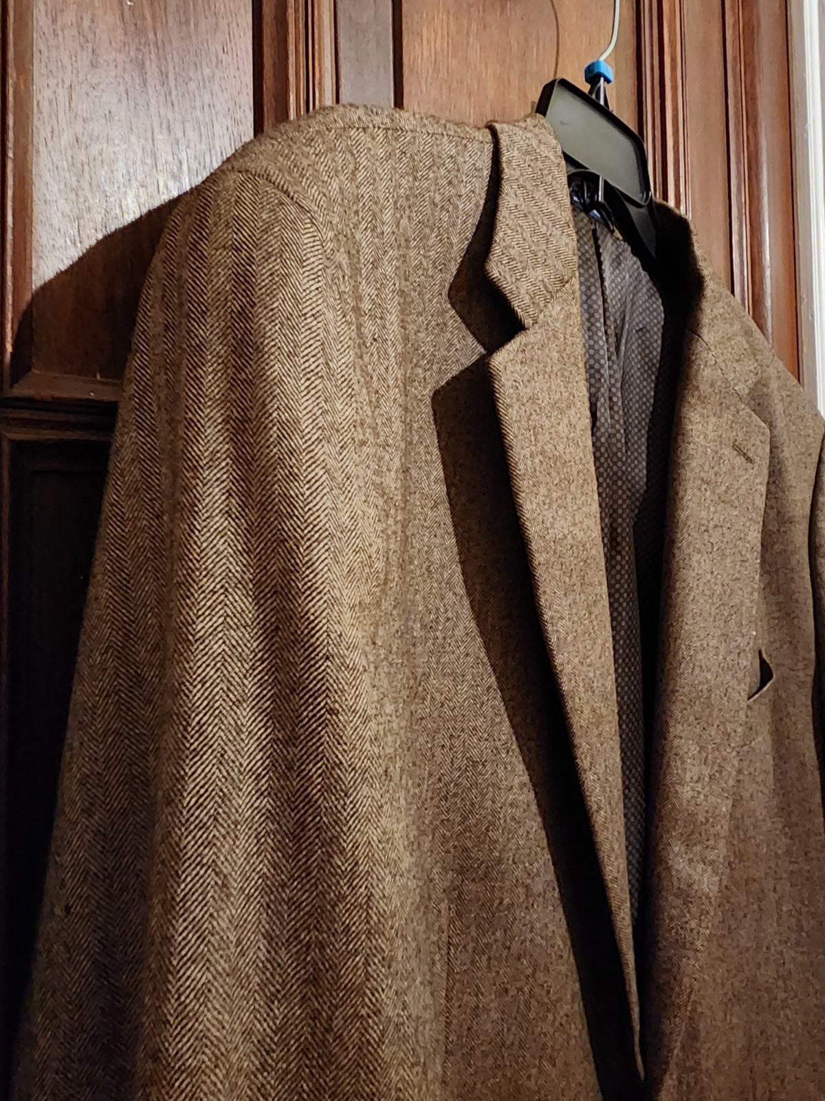 Ralph Lauren Brown Herringbone Wool Cashmere Blazer with Elbow Patches-Size 48R