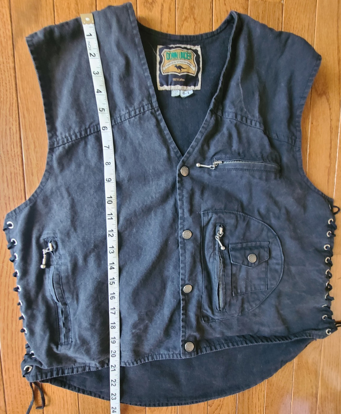 Down Under product of the Outback Mens Denim Vest Button Down Lace Up Size 6-Lg