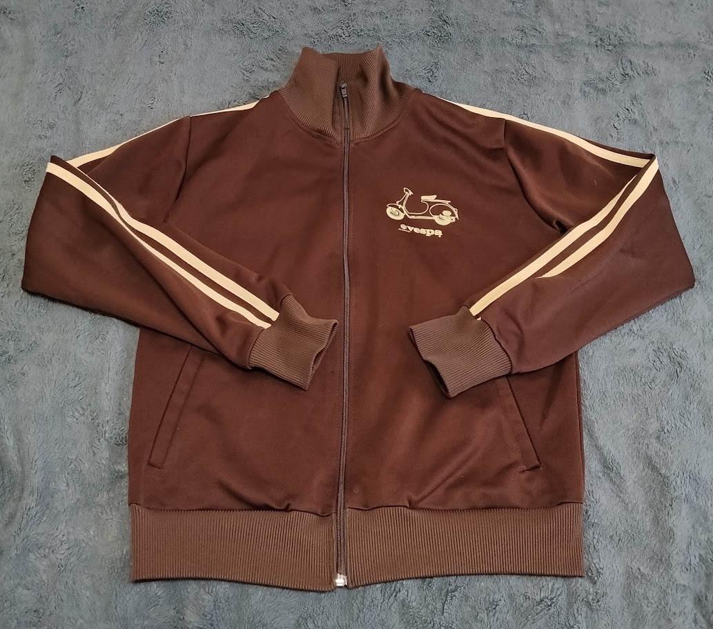 Vespa Piaggio Scooter Hoodie Hooded Sweat Jacket With Zip Brown Size M