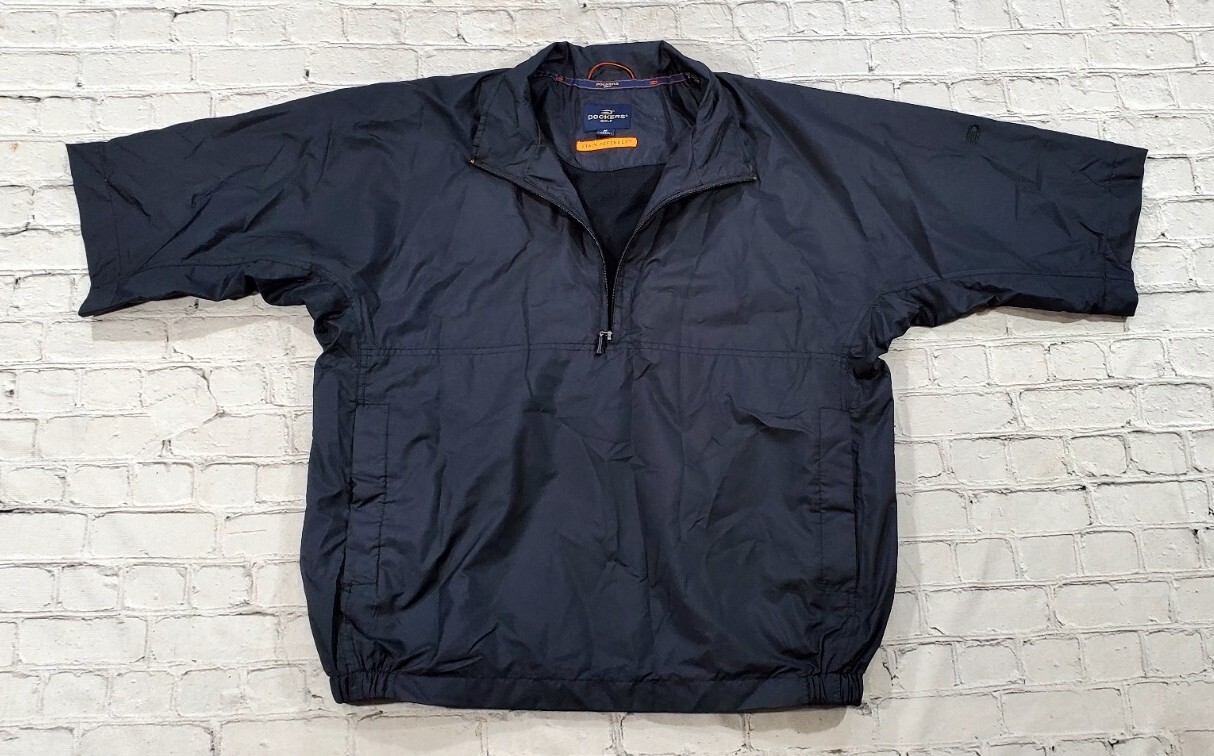 Dockers Golf Stain Defender Black Jacket 1/4 Zip Short Sleeve MENS SIZE MEDIUM
