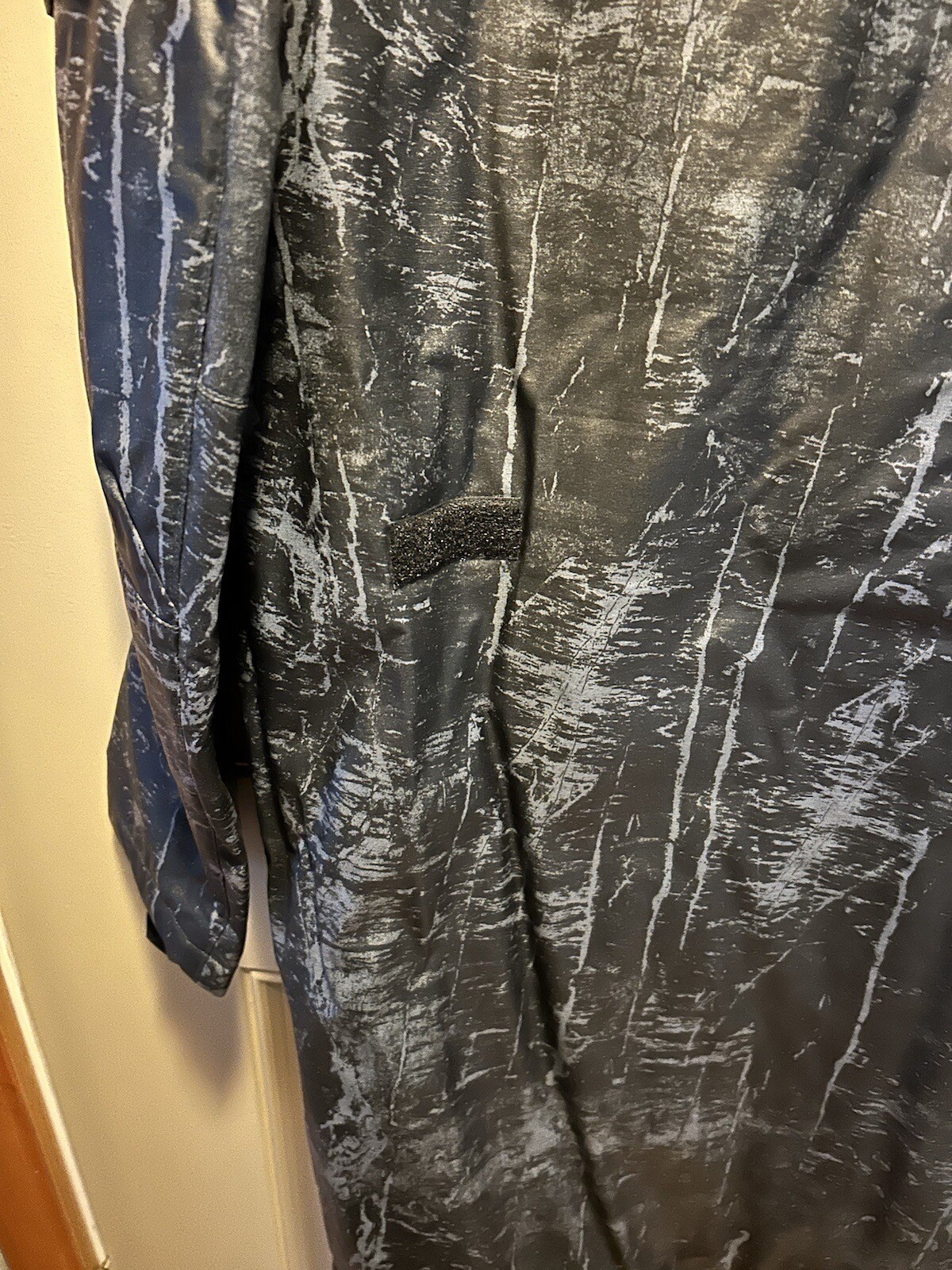 Helmut Lang W/Hood Zip-Front Bondage Black with Grayish purple Long Coat Size: M