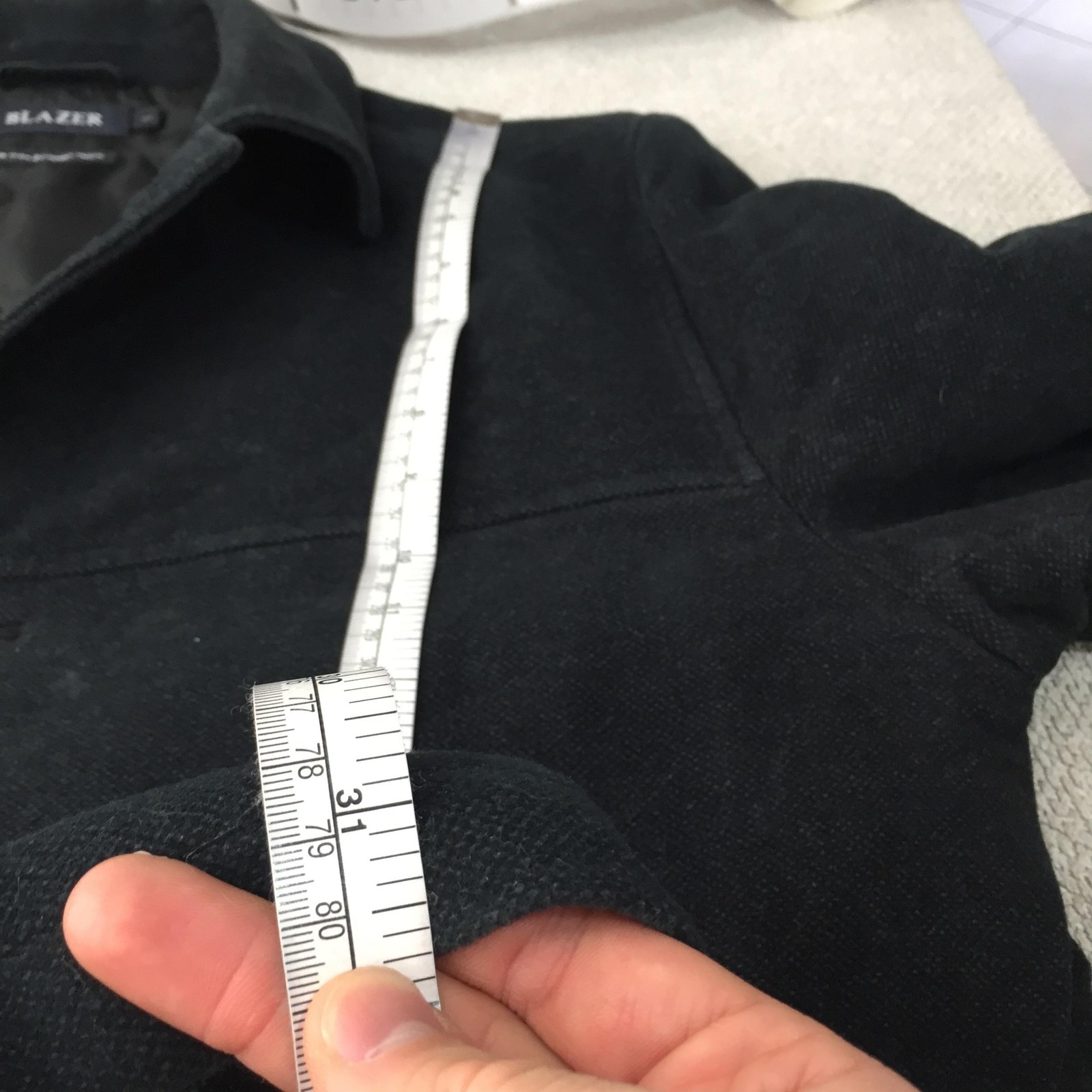 Blazer Coat Mens L Black Cotton Canvas Single Breasted Lined Winter 137235