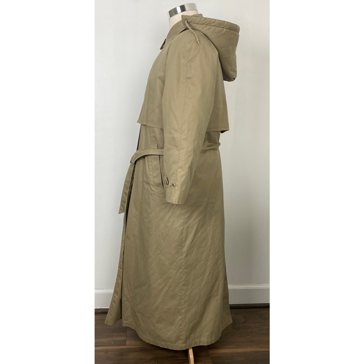 VTG Men Eddie Bauer belted wool flannel goose down lined trench coat jacket M