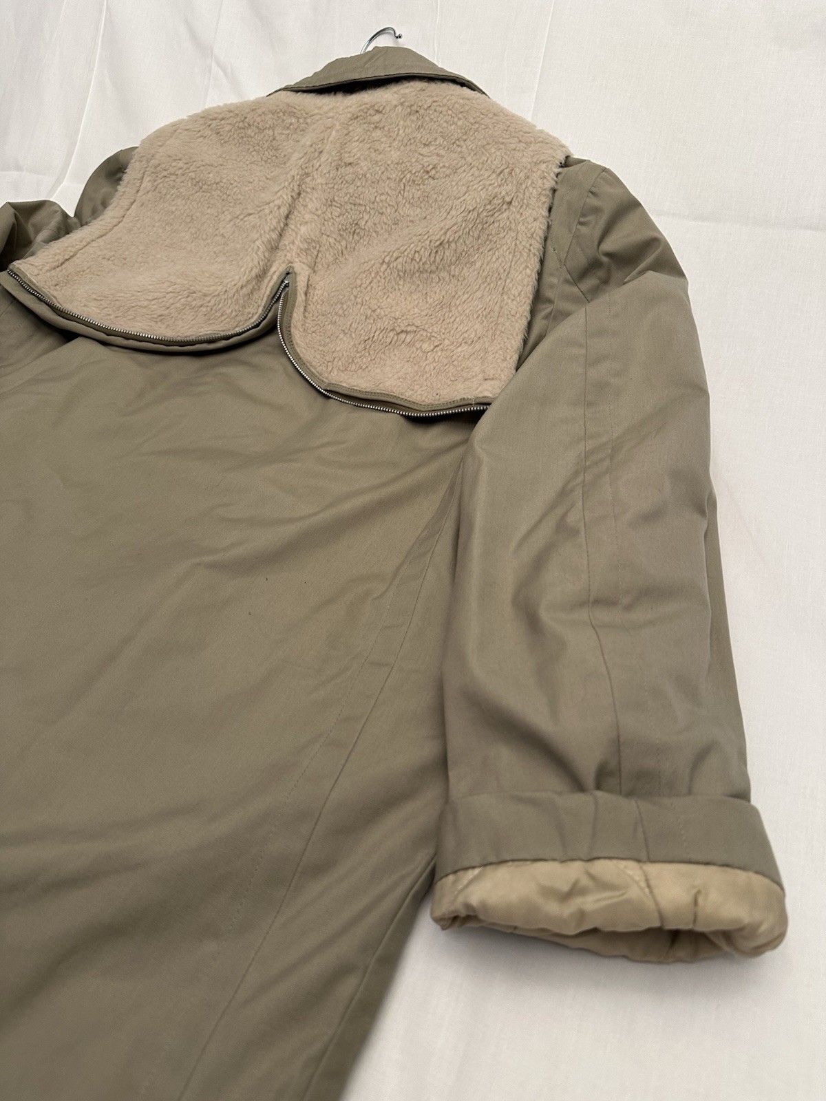 Vintage McGregor Tan Chore barn Quilted jacket hooded coat barrel button & zip L