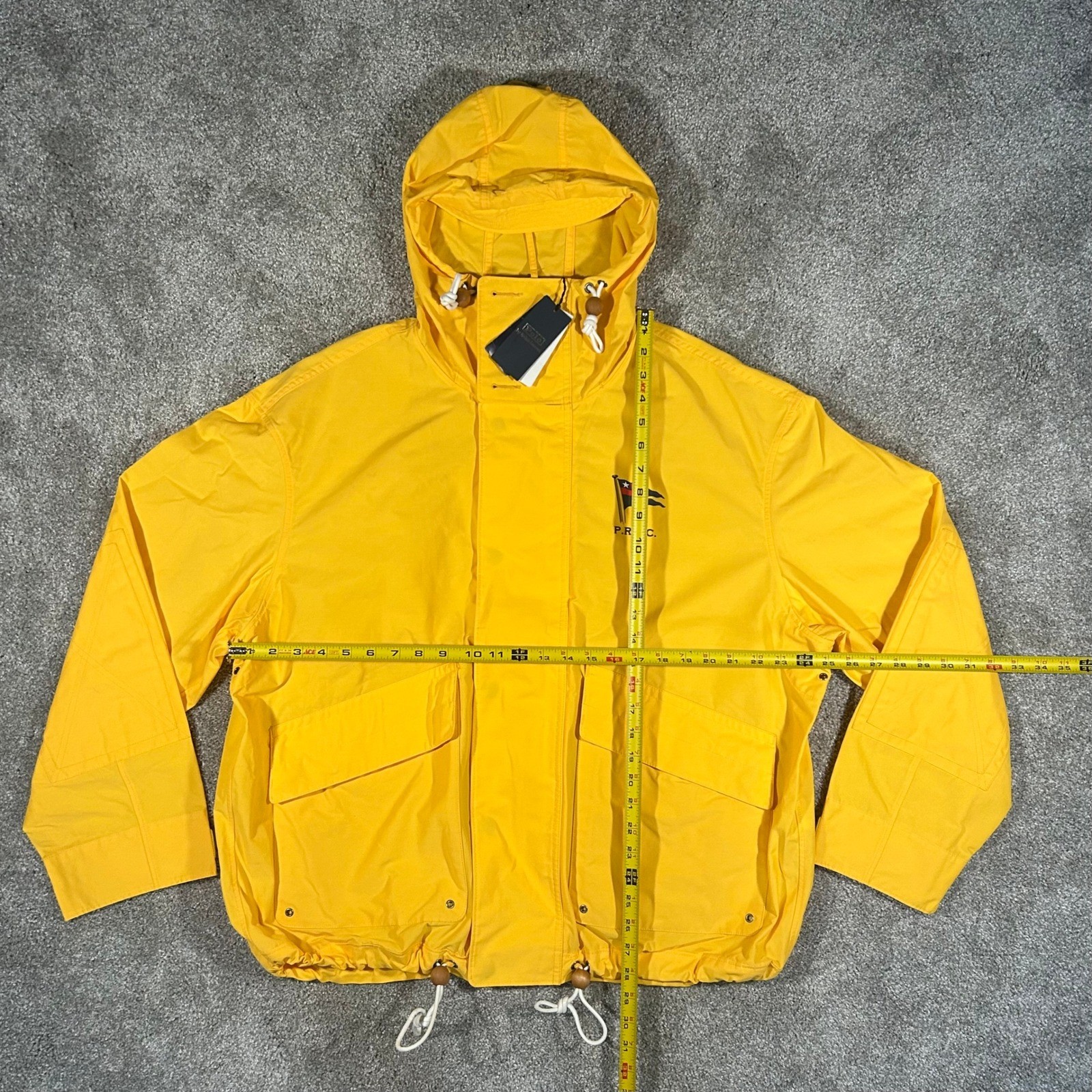Polo Ralph Lauren Mens PRLC Sailing Jacket Yellow Hooded Windbreaker Large NWT