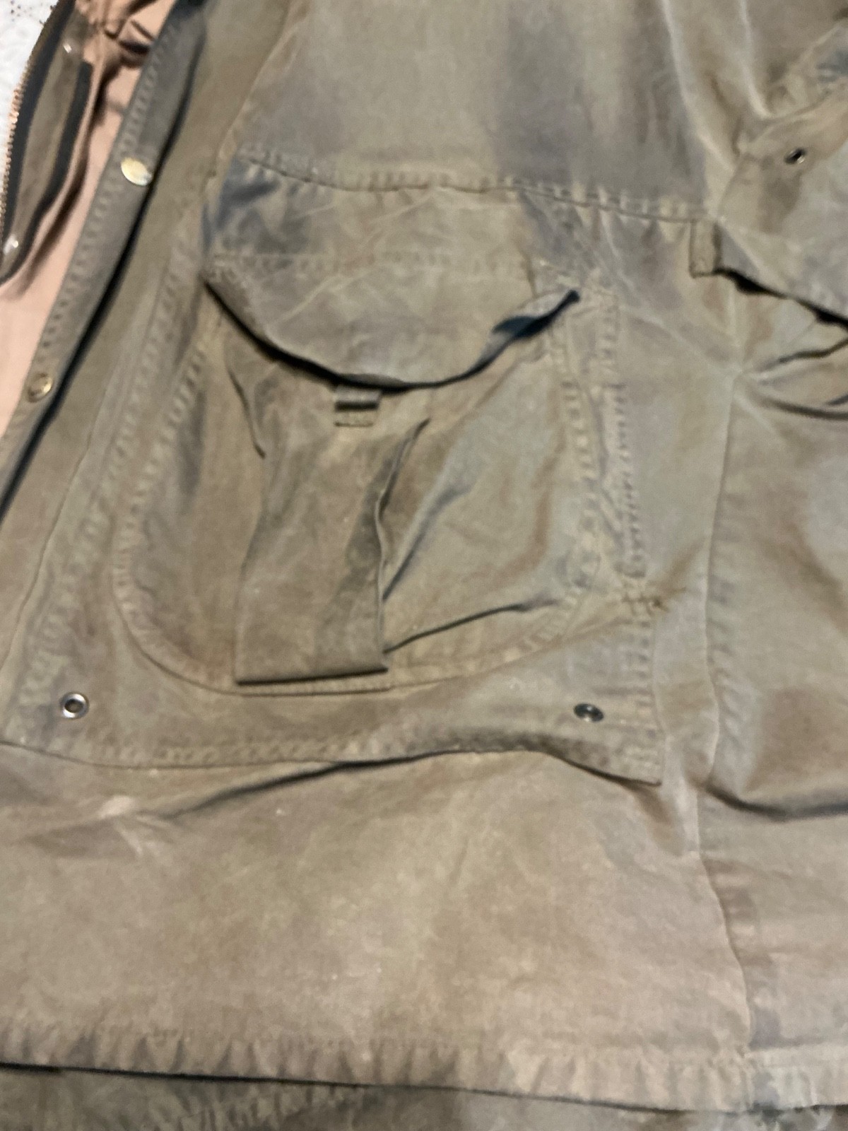 Filson 1438N All Season Rain Coat Men’s large Oil Finish Cover Cloth 6oz used