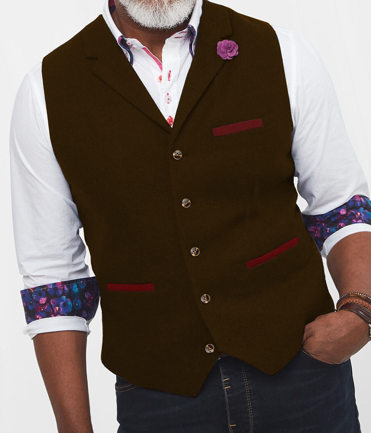 Business Men Herringbone Wool Waistcoat Tweed Vest Wedding Vintage Retro Hunting