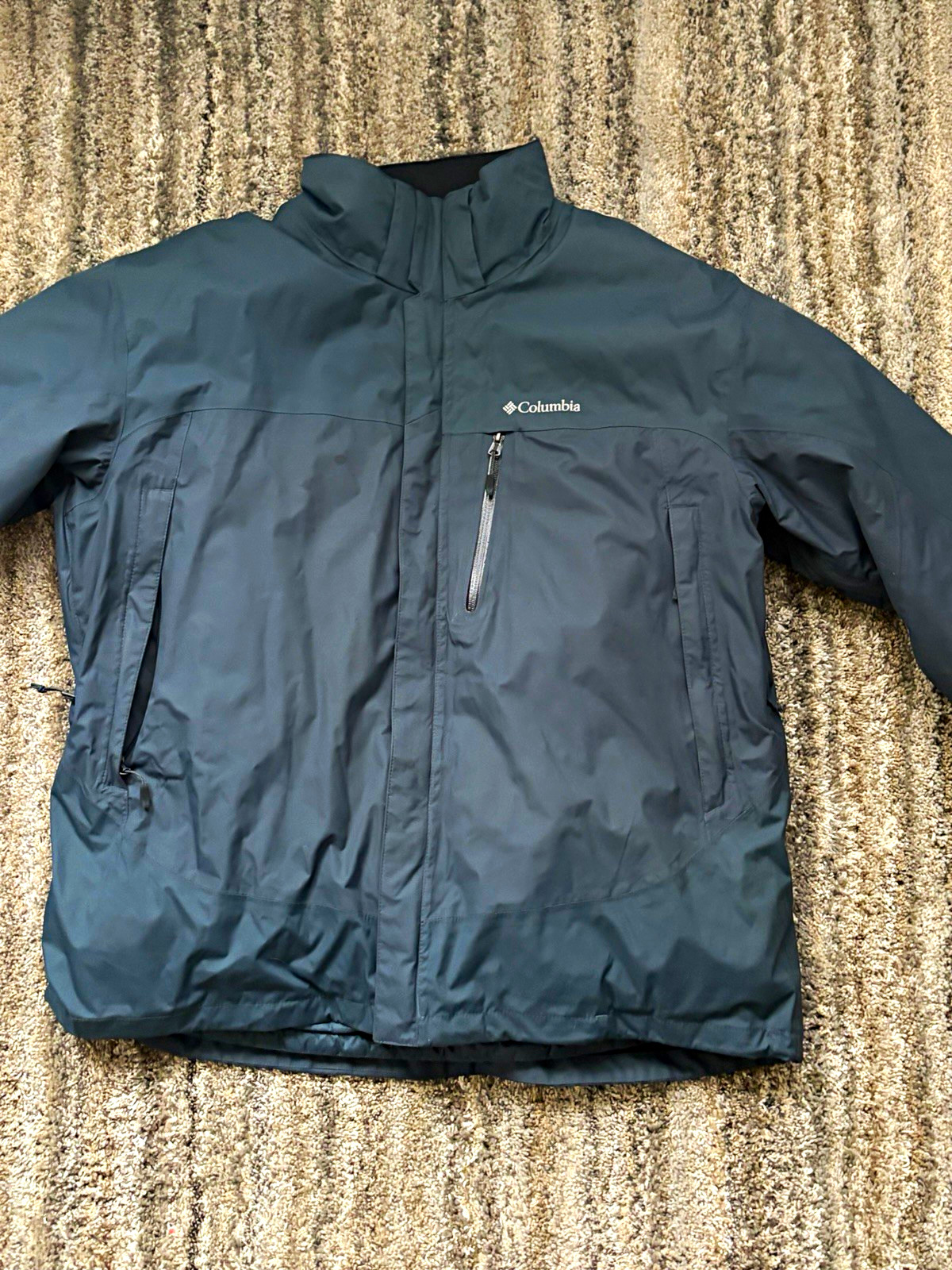 Columbia Men’s Blue Full Zip Jacket XL Stand-Up Collar Pockets Logo Solid
