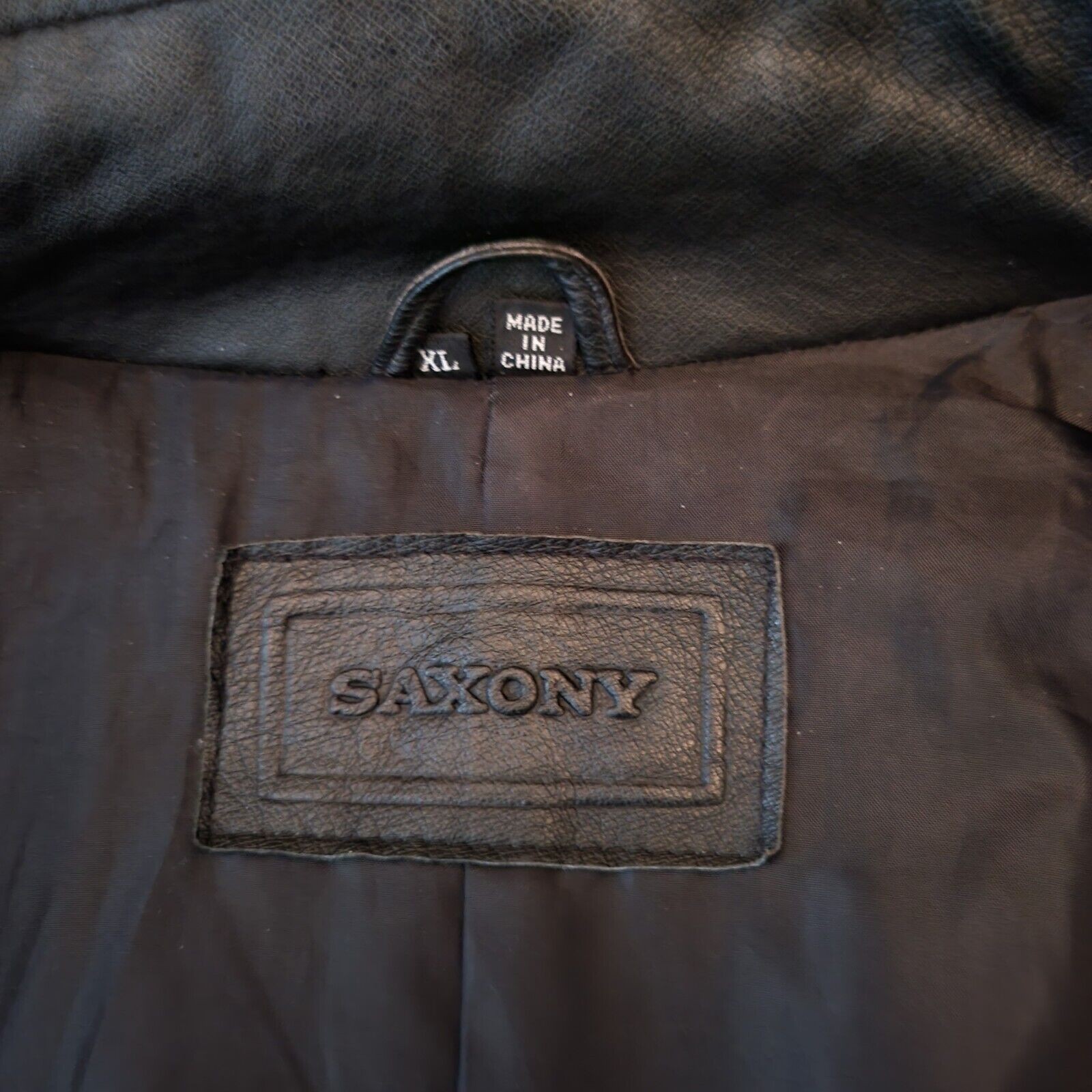 Saxony Leather Coat, Men’s XL Black Leather Belted Zipper Trench Duster Coat